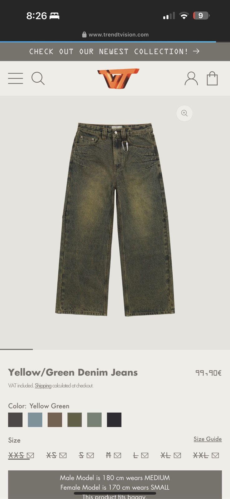 Trendt Vision Trendt Yellow Green Denim Pants Size US 33 - 3 Thumbnail