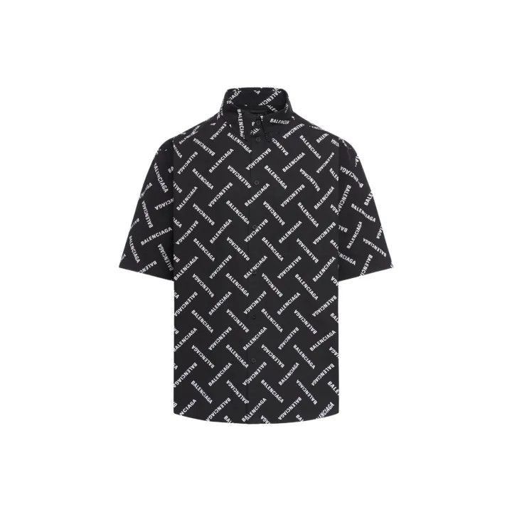 Balenciaga Balenciaga Logo Print Long Sleeve Shirt Black 0079-2507 Size US M / EU 48-50 / 2 - 1 Thumbnail