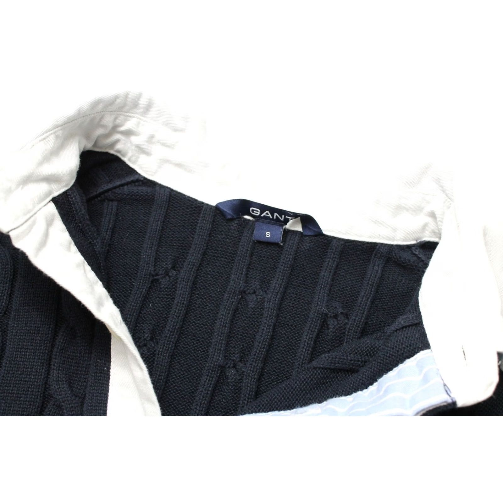 Gant GANT Jumper Mens SMALL Pullover Cable Knit Polo Collar Dark Blue Size US S / EU 44-46 / 1 - 4 Thumbnail