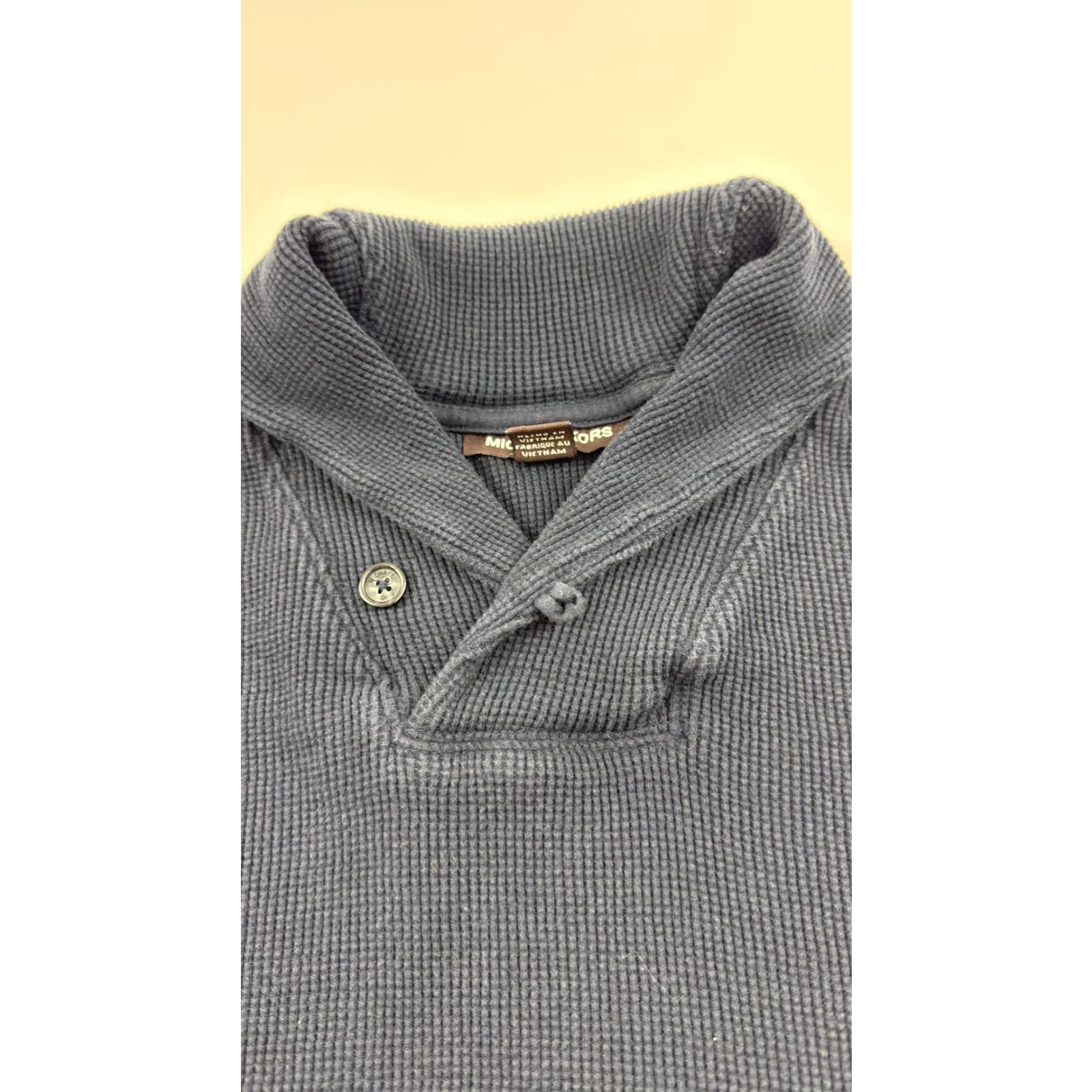 Michael Kors Michael Kors Sweater Mens Large Navy Blue Shawl Collar Waffle-Knit Pullover Casual Size US L / EU 52-54 / 3 - 3 Thumbnail