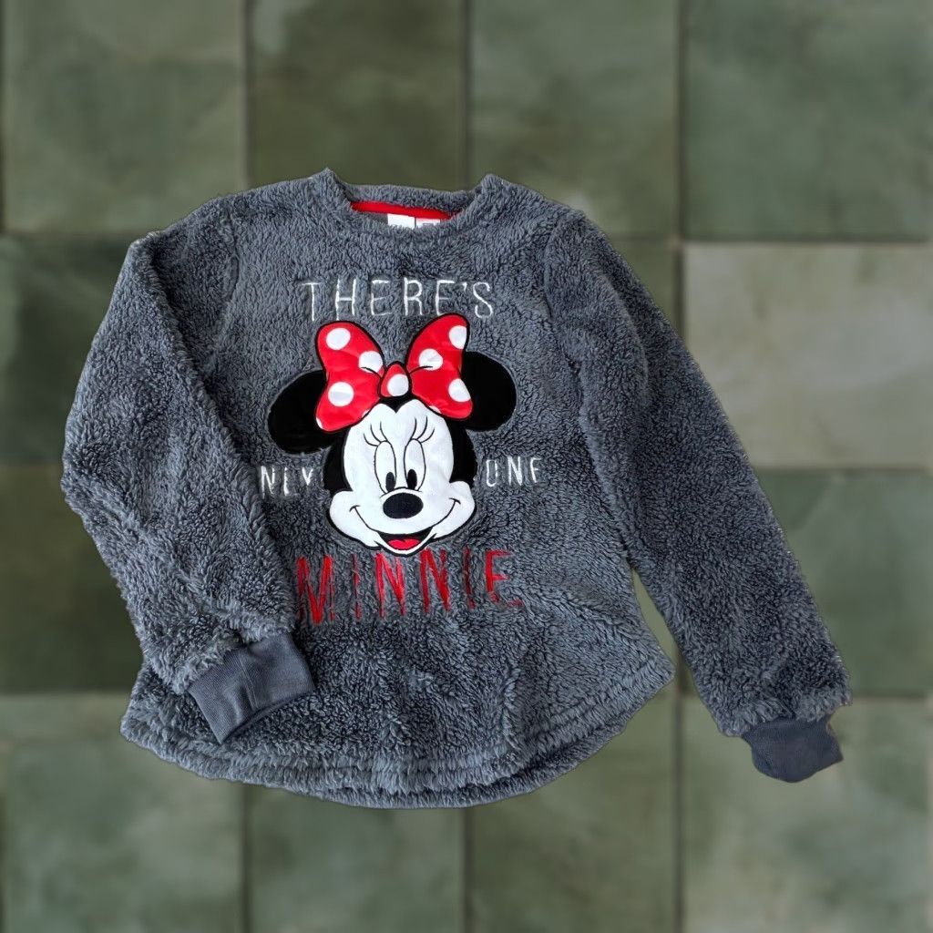 Disney Disney Minnie Mouse Womens Fuzzy Sweater Small Juniors Gray Pullover Size S / US 4 / IT 40 - 1 Thumbnail