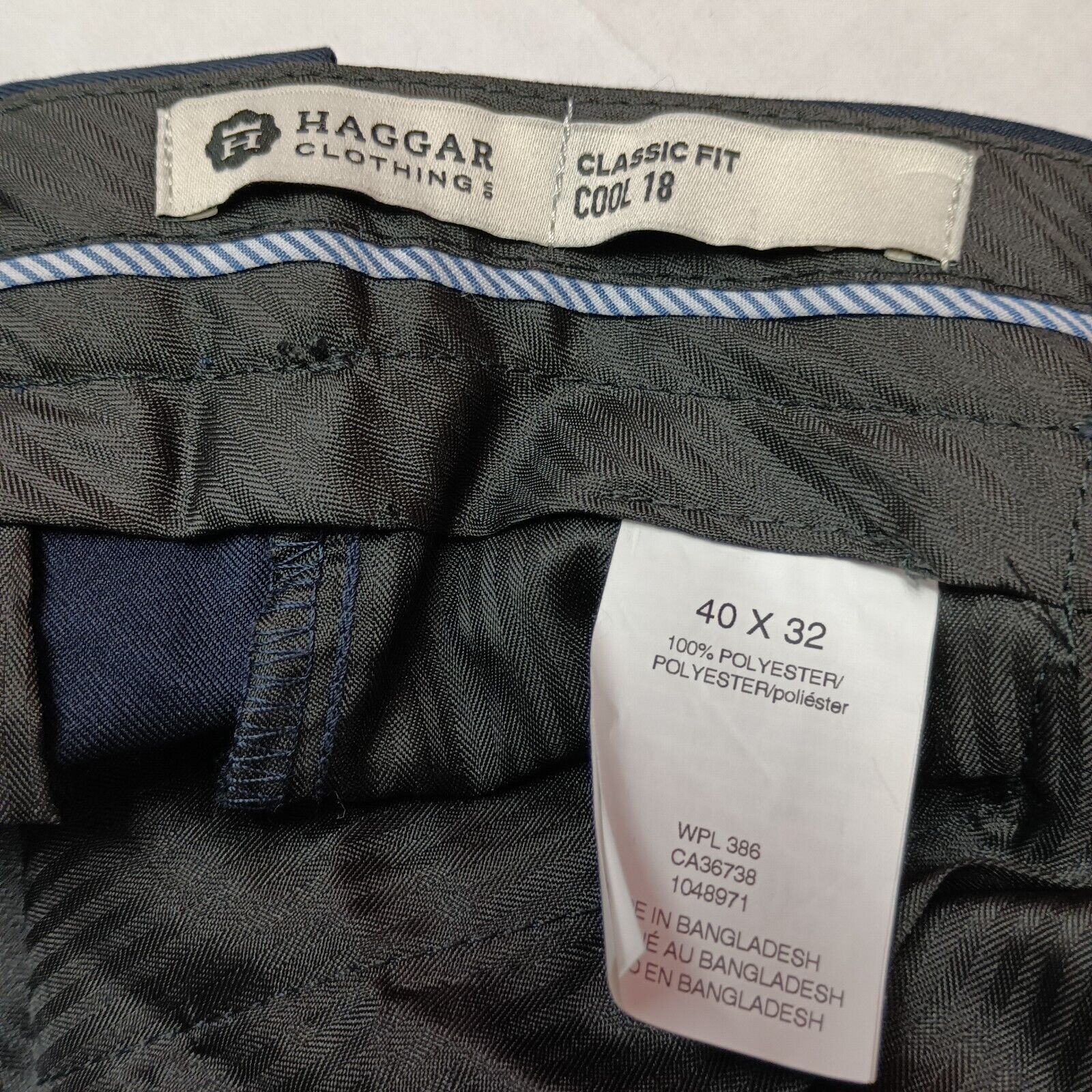 Haggar HAGGAR Cool 18 Classic Fit Men's NAVY Slacks Pants 40x32 NWT Size US 40 / EU 56 - 5 Thumbnail