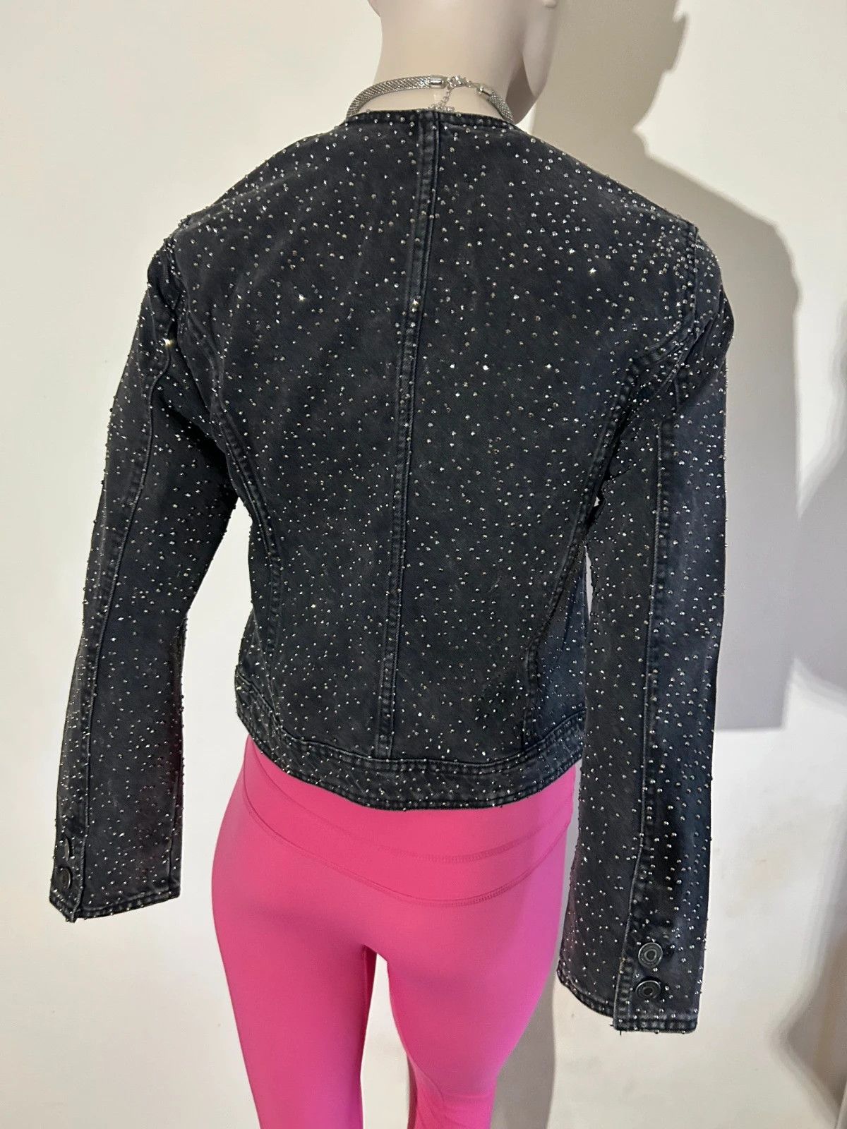 Zara Zara Black Studded Denim Jacket Size XXL / US 16-18 / IT 52-54 - 4 Thumbnail