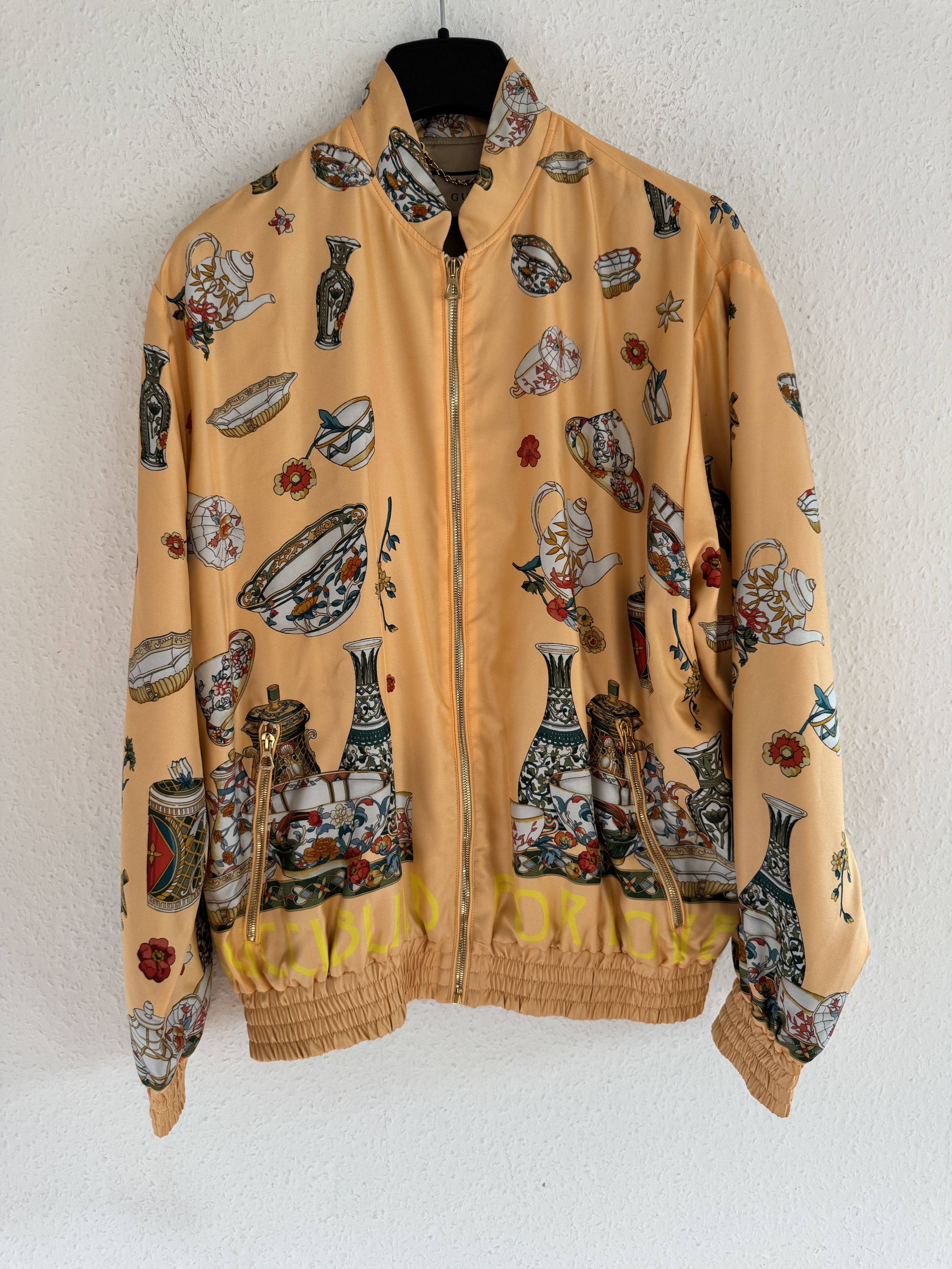 Gucci 1of1 SAMPLE Ceramic Print Silk Track Jacket Size US L / EU 52-54 / 3 - 1 Thumbnail