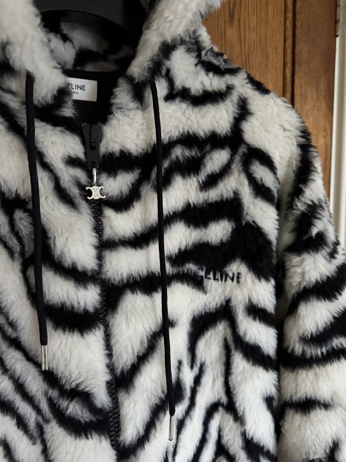 Celine Celine FW23 white tiger fleece logo hoodie Hedi Slimane Size US M / EU 48-50 / 2 - 12 Thumbnail