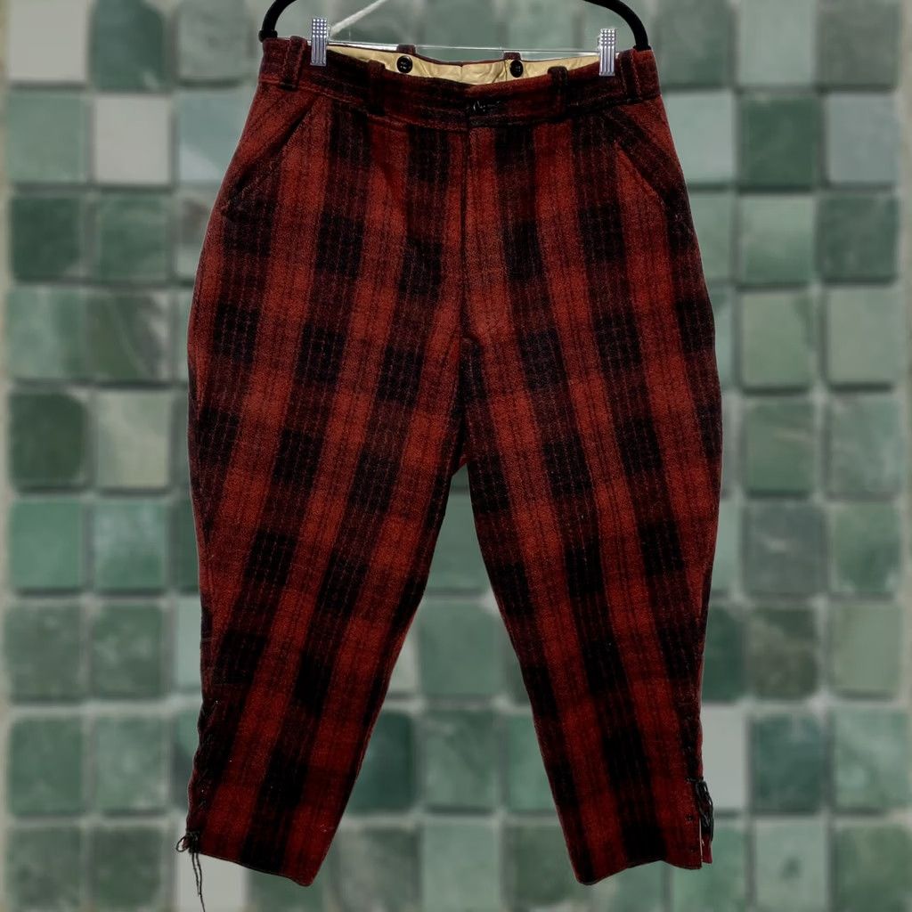 Vintage VINTAGE JC Higgins Red Wool Hunting Pants Knickers Lace Up 32” Button Fly 1930s Mens 32in Wool Red Plaid Size US 32 / EU 48 - 1 Thumbnail