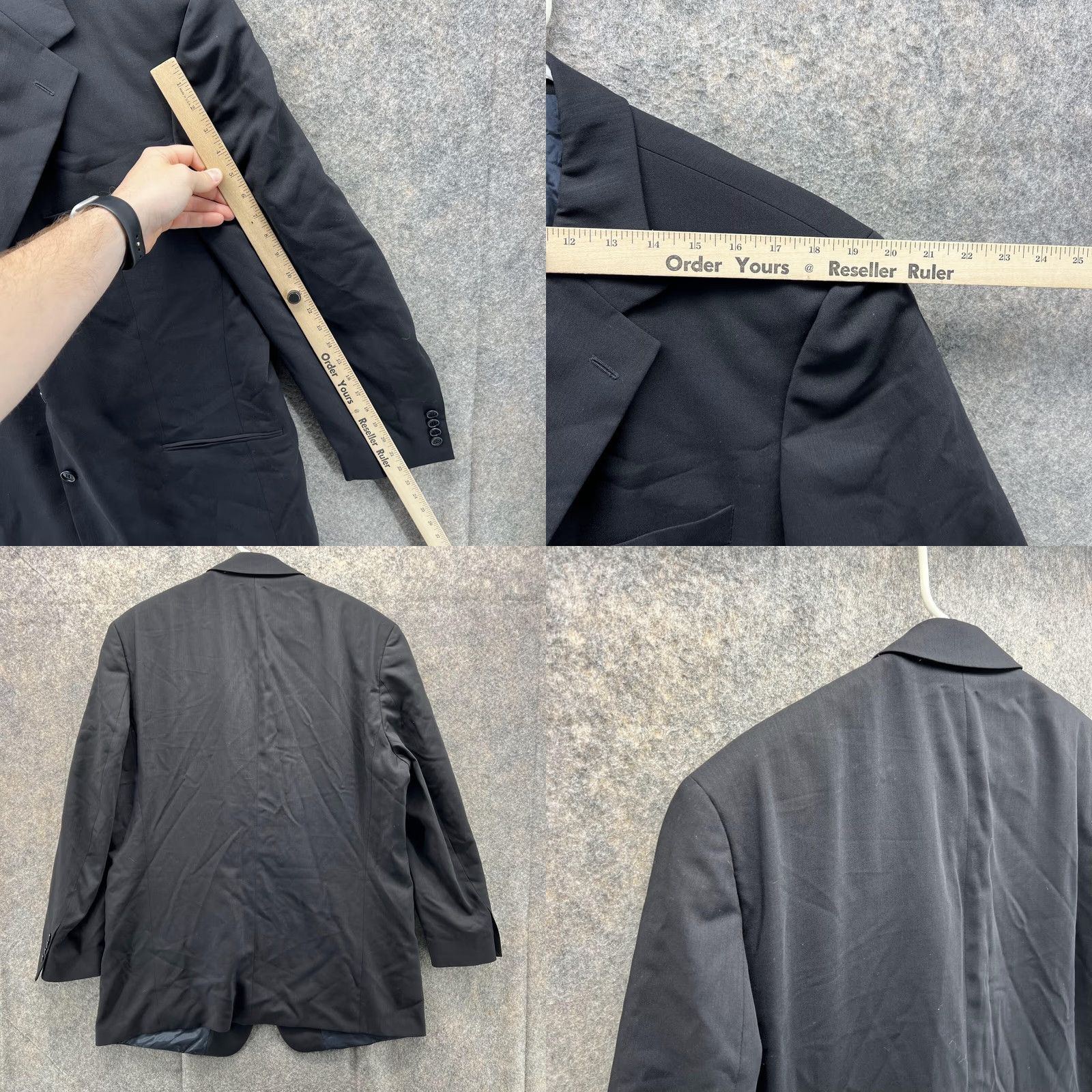 Hugo Boss HUGO BOSS Blazer Men 46R Black Wool Regular Single-Breasted 3-Button Jacket Coat Dress Suit Formal Business Casual Vintage No Size 46R - 8 Thumbnail