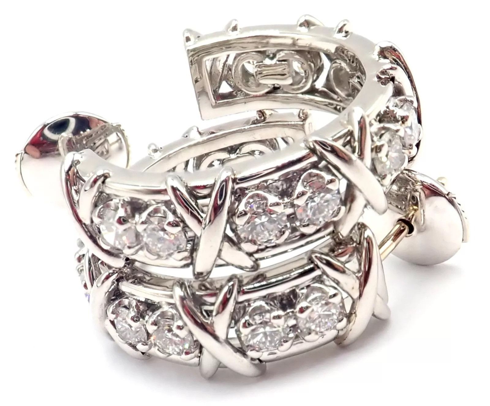 Tiffany & Co Stones Platinum Diamond Hoop Earrings