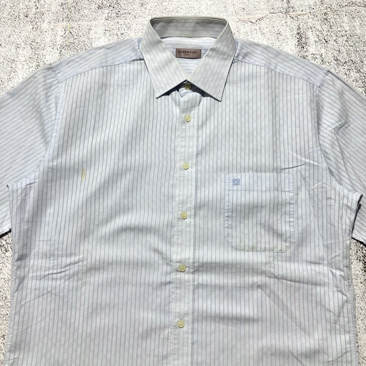 Givenchy 1990s Vintage Givenchy Men Stripe Pocket Shirt Blue Luxury Size US XL / EU 56 / 4 - 2 Thumbnail
