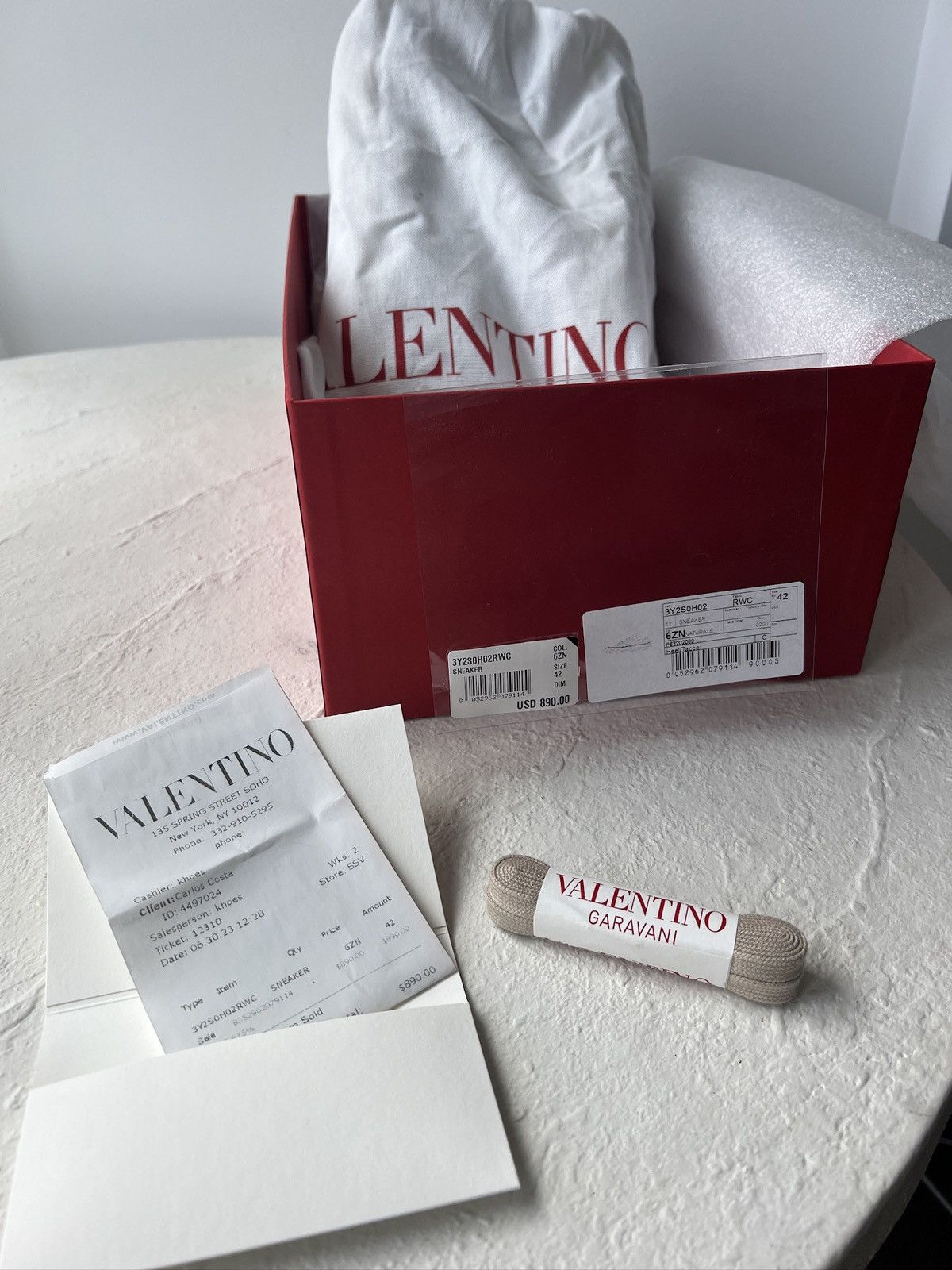 Valentino Canvas Sneakers with Signature "V" Pattern Size US 9 / EU 42 - 6 Thumbnail
