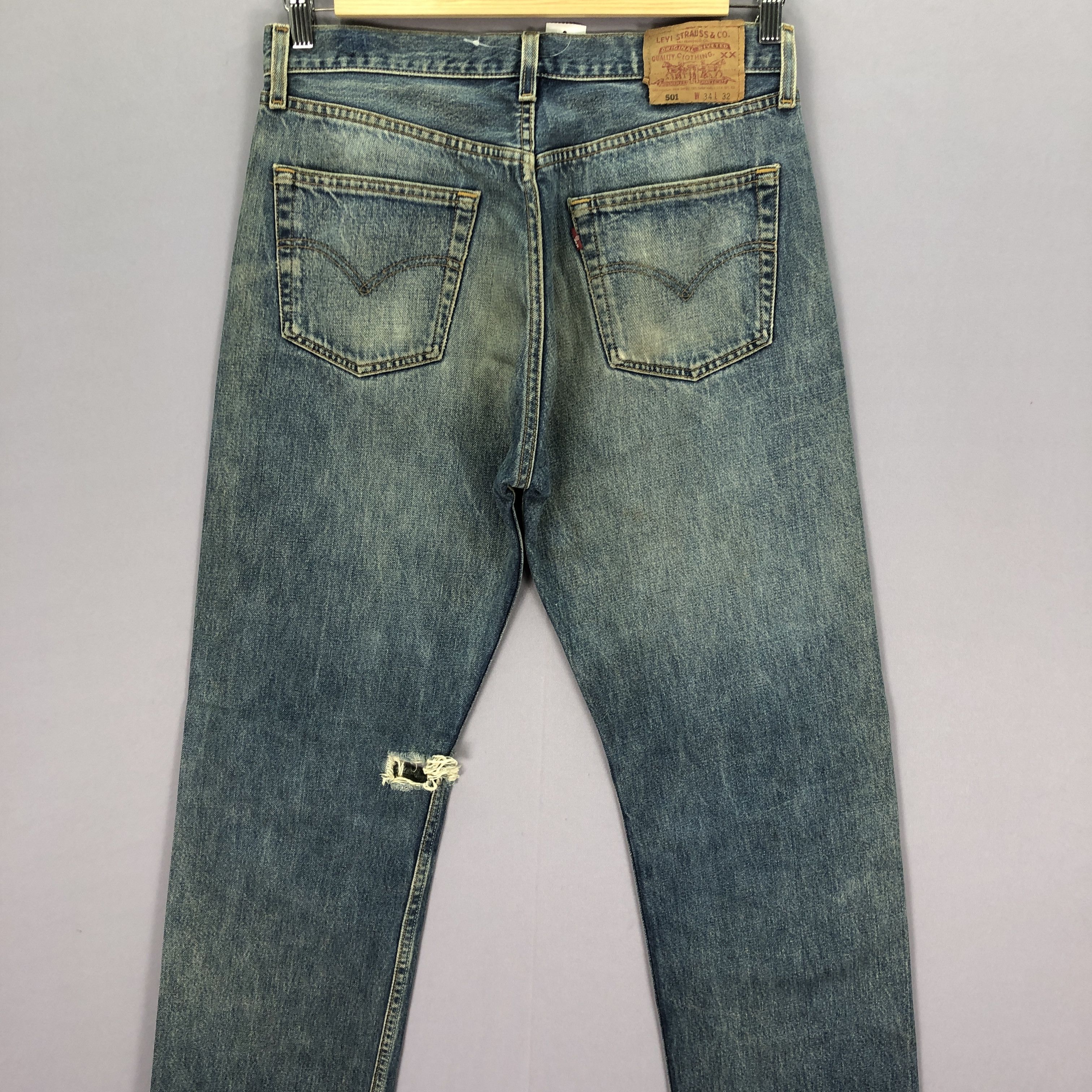 Levi's Vintage 90s Levis Distressed Jeans Levis 501 Mud Dirty Denim Size US 30 / EU 46 - 4 Thumbnail