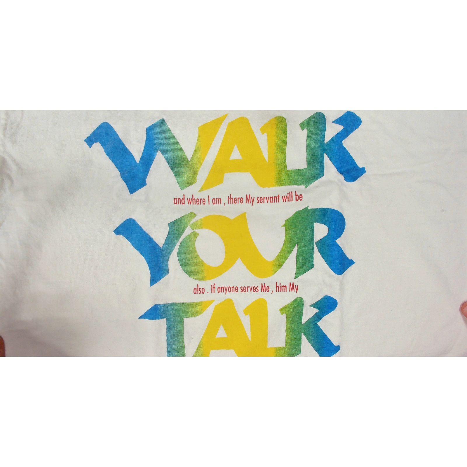 Fruit Of The Loom 90s Fruit Of The Loom "Walk Your Talk" Christian Graphic Tee Size US XL / EU 56 / 4 - 9 Thumbnail