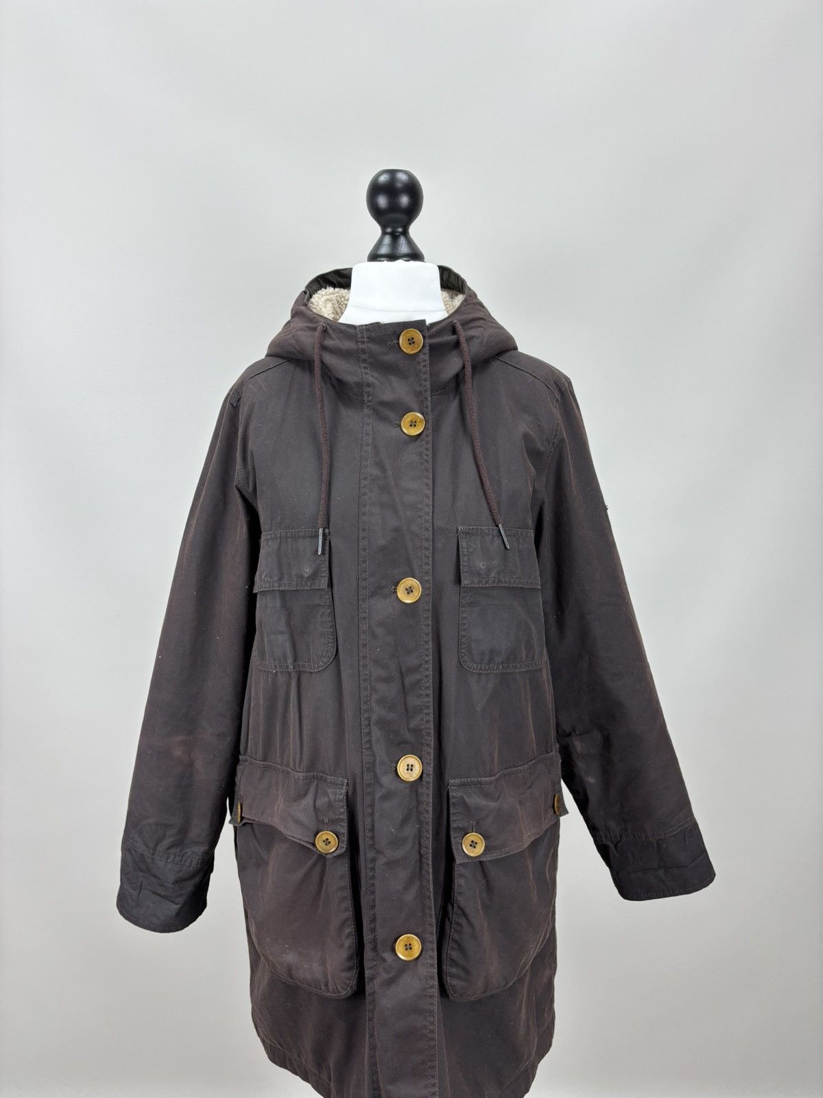 Barbour Womens waxed jacket Barbour Bethwin Size 42 Color Brown Size XL / US 12-14 / IT 48-50 - 2 Thumbnail