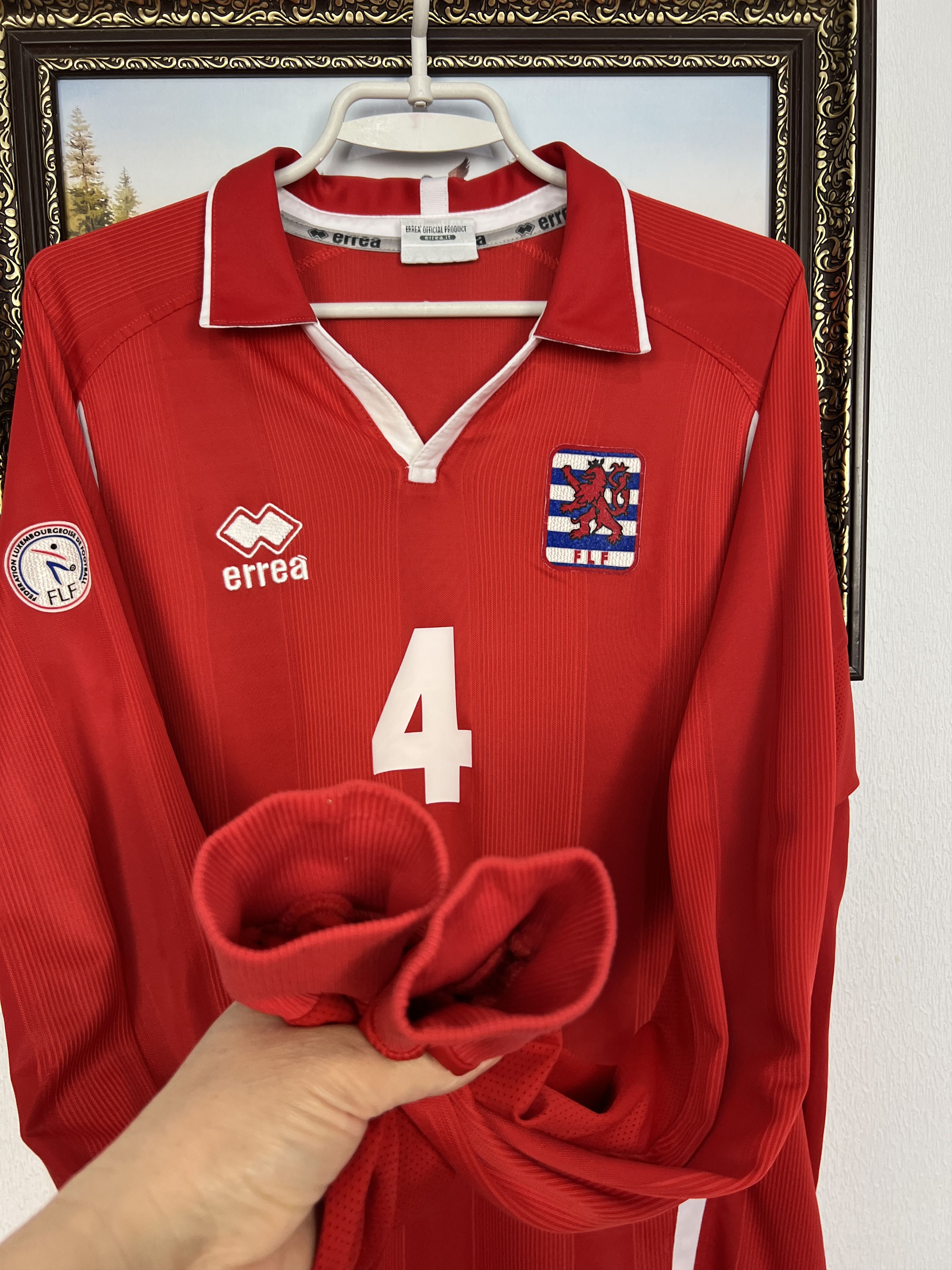 Errea Luxembourg football shirt Match Worn Long Sleeve Jersey Size US L / EU 52-54 / 3 - 6 Thumbnail