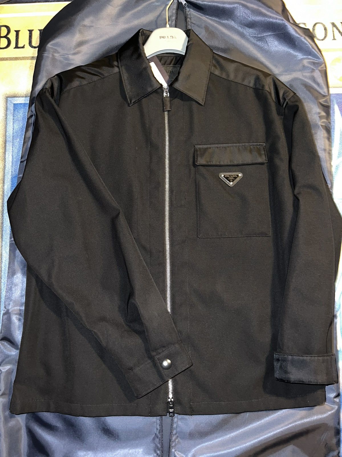 image of Size Xs Prada Re-Nylon Shirt Camicia Gabardine In Nero in Black, Men's