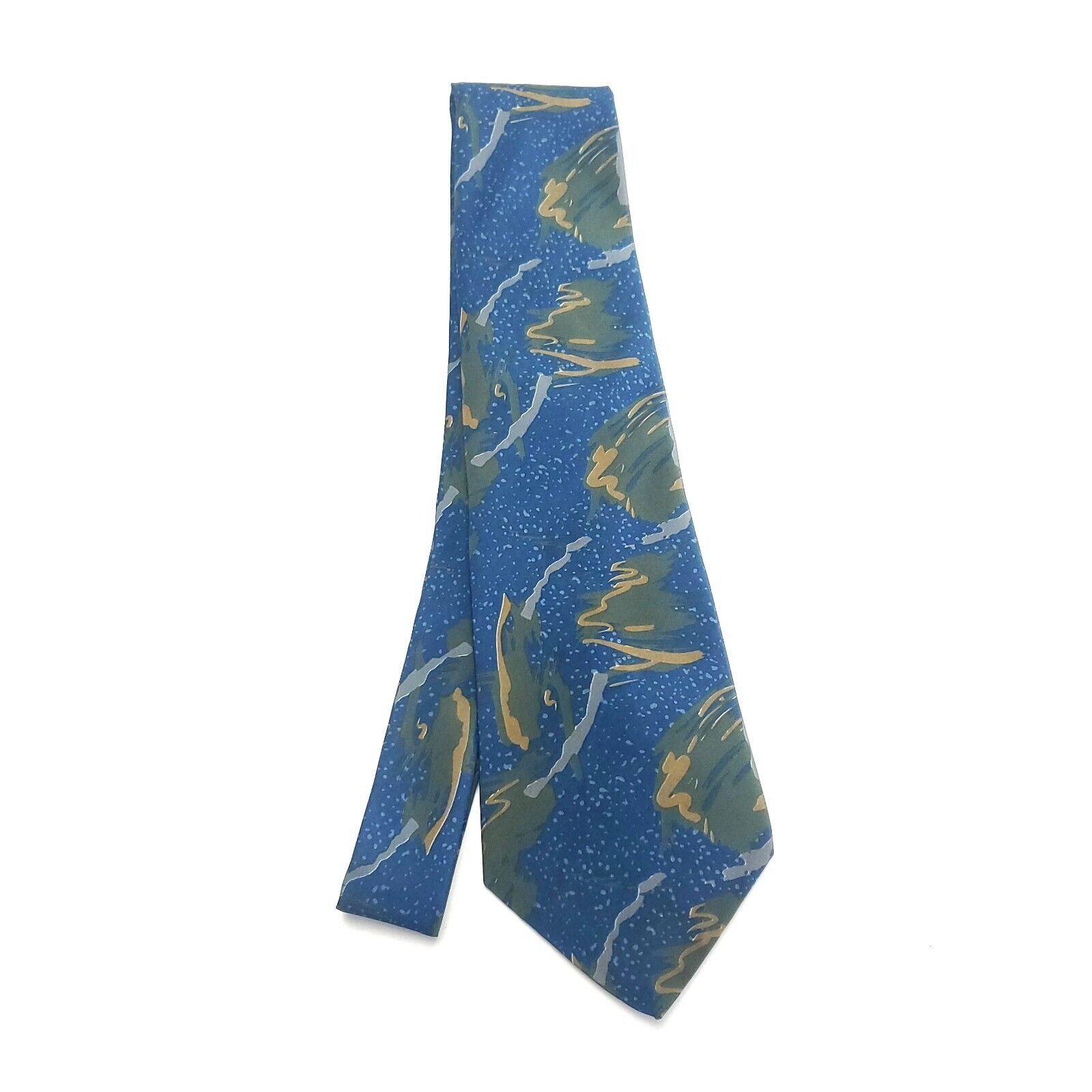 Oleg Cassini Oleg Cassini Blue Green Silk Tie Woven Abstract Size ONE SIZE - 5 Thumbnail