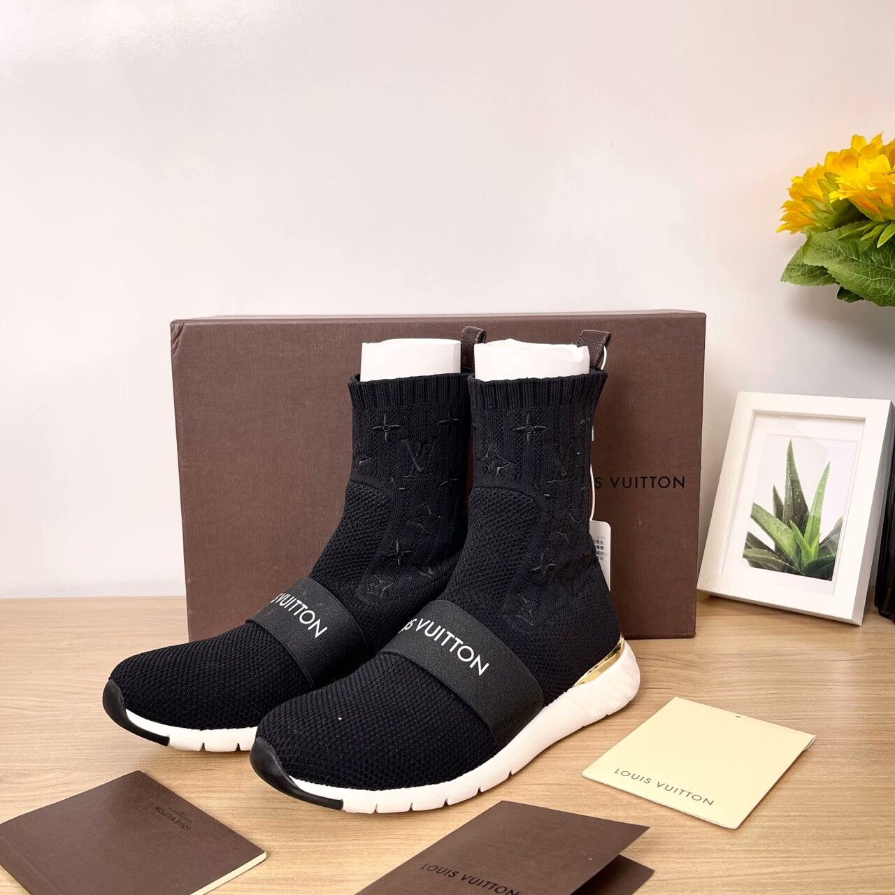 Louis Vuitton LV Aftergame Black Monogram Sock Shoes Size US 9 / EU 42 - 1 Thumbnail