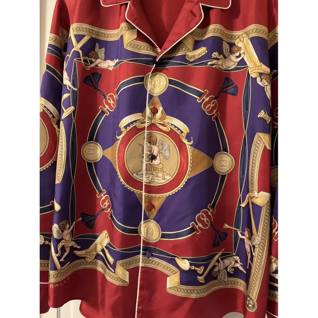 Bally o1y1224 Long Sleeves Patterned Silk Shirt in Multicolor Size US M / EU 48-50 / 2 - 2 Thumbnail