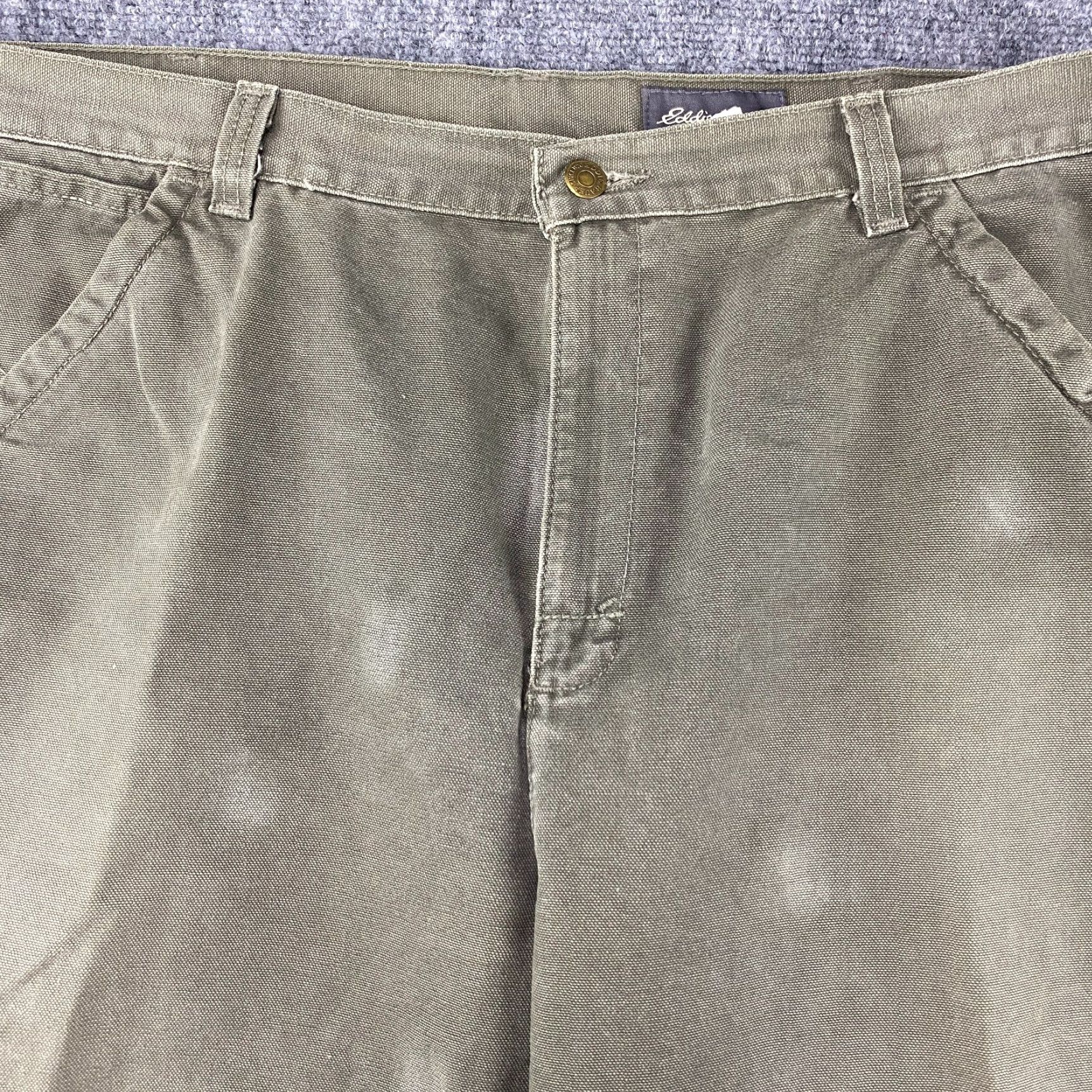 Eddie Bauer Eddie Bauer Mens Pants Carpenter 39x26 Green Canvas Work Utility Casual 90s Theme Size US 39 - 2 Thumbnail