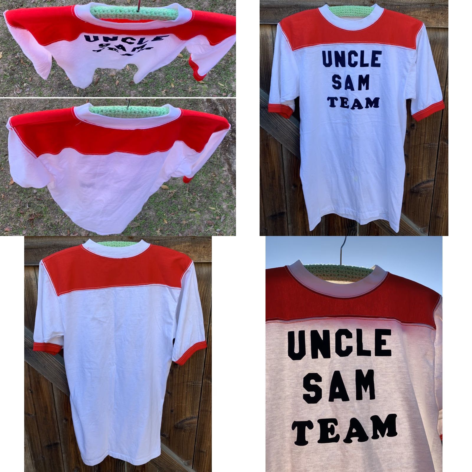 Vintage VINTAGE Uncle Sam Team iron on lettering jersey style t shirt tee size M L Size US M / EU 48-50 / 2 - 8 Thumbnail
