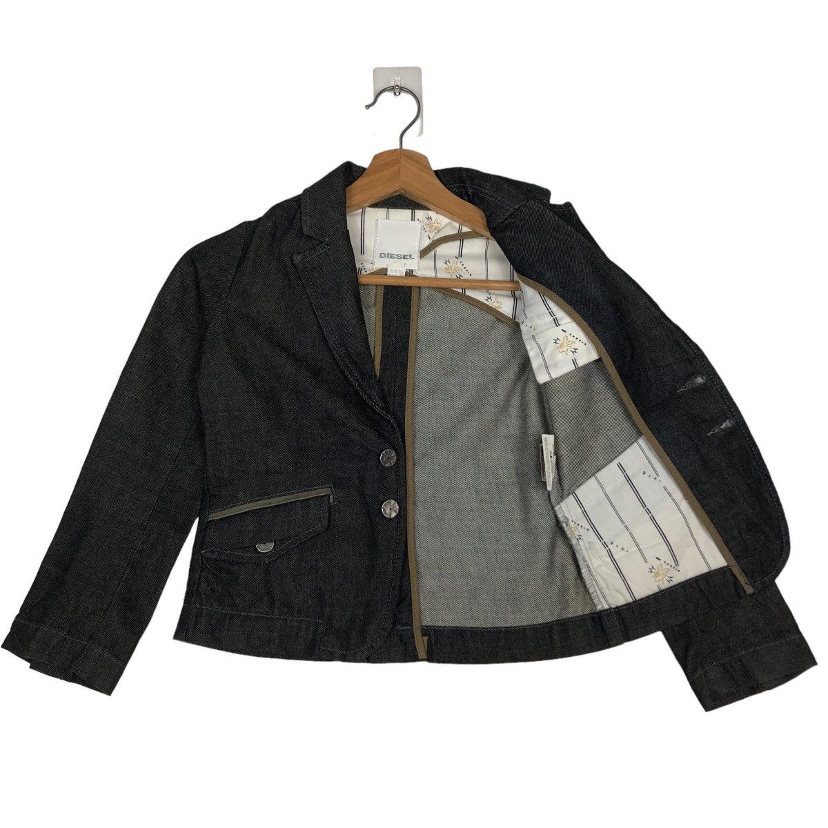 Japanese Brand 🔥Vtg Cropped Jacket Diesel Double Breast Biker Size XS / US 0-2 / IT 36-38 - 9 Thumbnail