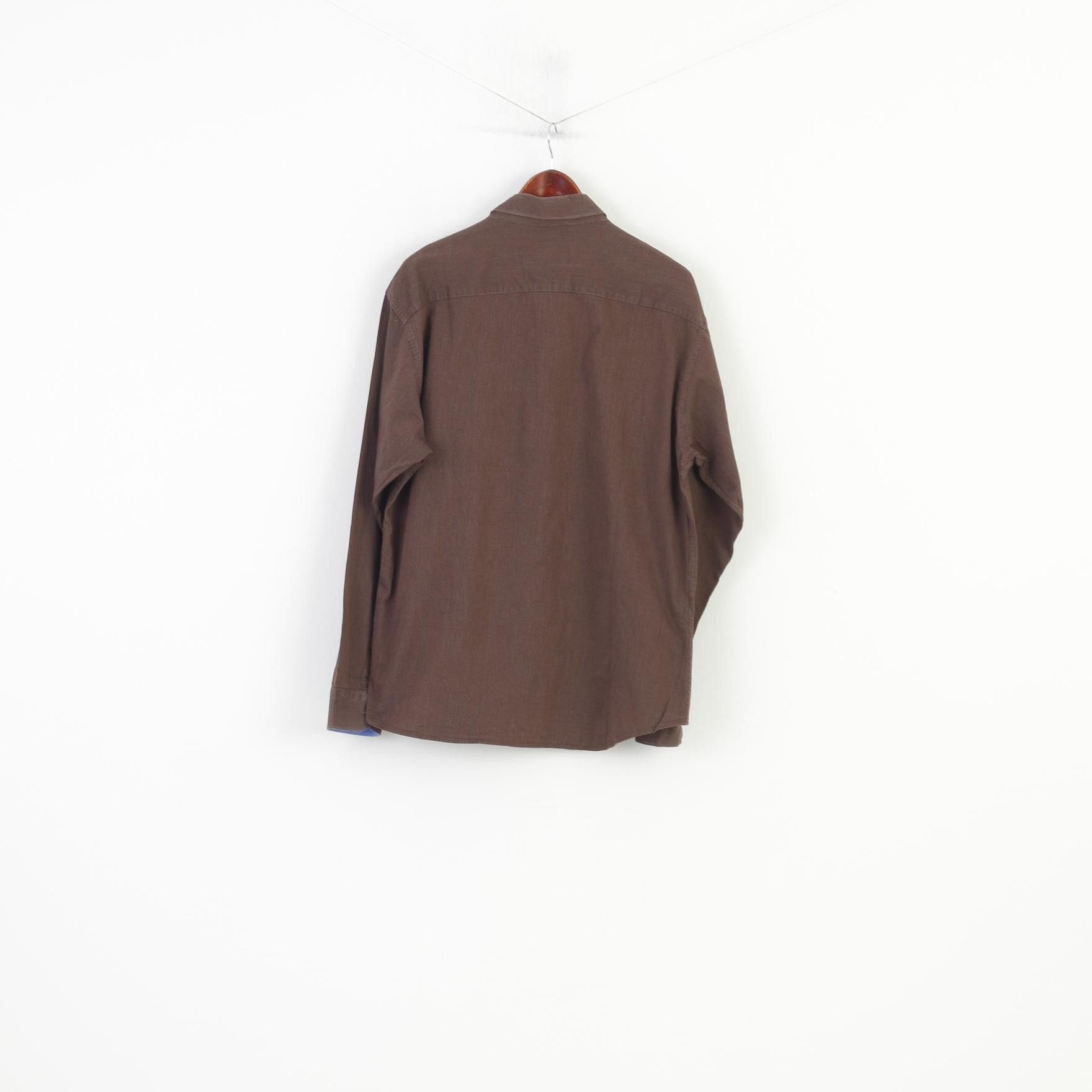 Vintage Gazoil Collection Men L Casual Shirt Brown Checkered 11014 Size US L / EU 52-54 / 3 - 6 Thumbnail