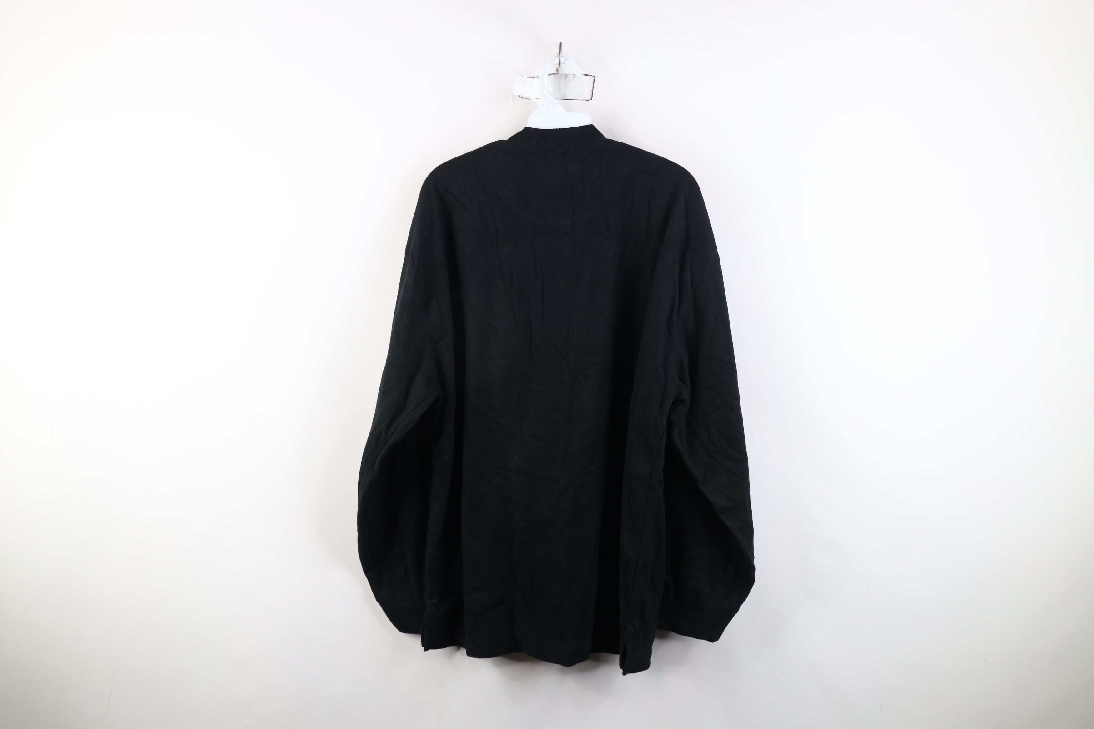 Vintage Vintage 90s Streetwear Fleece Henley Sweater T-Shirt Black Size US L / EU 52-54 / 3 - 8 Thumbnail