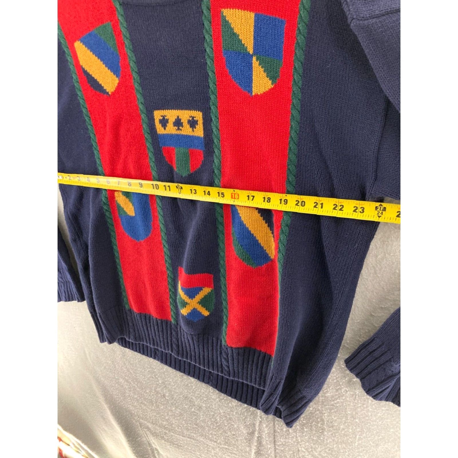 Gant GANT Sweater Mens XL Hand Intarsia Vertical Stripes Shield Shirt? Size US XL / EU 56 / 4 - 2 Thumbnail