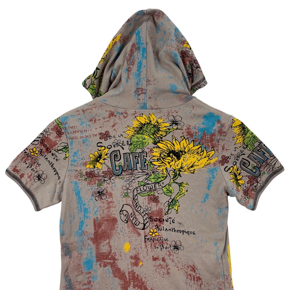 Vintage CLIN DELLE Creazioni Pop Art Flowers Hooded Zipper Tshirt Size US S / EU 44-46 / 1 - 5 Thumbnail