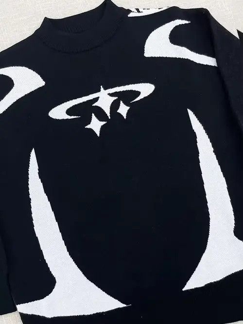 Japanese Brand Y2K Star Pattern Sweater Winter Warm Fleece Retro Aesthetic Size US M / EU 48-50 / 2 - 7 Thumbnail