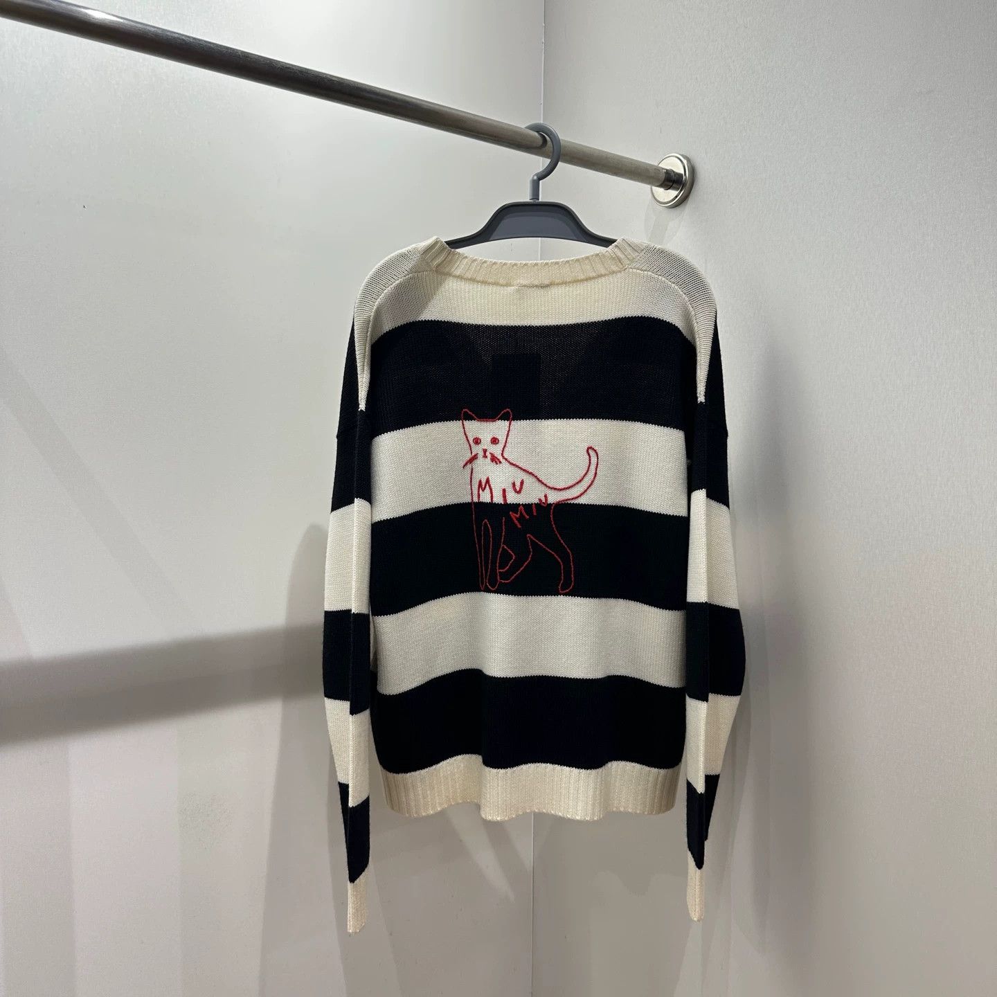 Miu Miu MIU MIU mar12 B&W Stripe Cat Cardigan 36 Size XS / US 0-2 / IT 36-38 - 2 Thumbnail