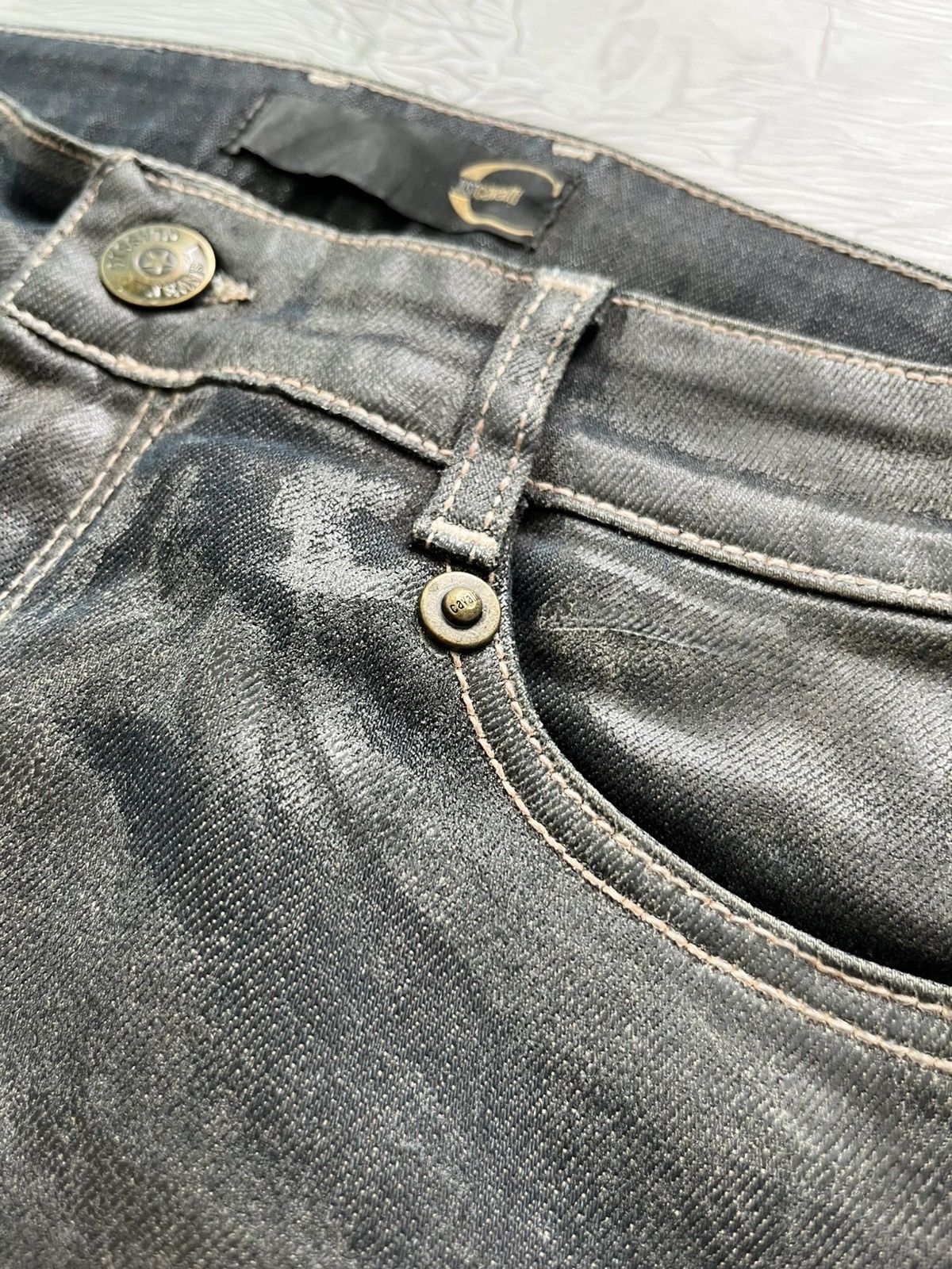 Just Cavalli 🍃Just Cavalli Waxed Luxury Jeans Pants Black Size 29" - 4 Thumbnail