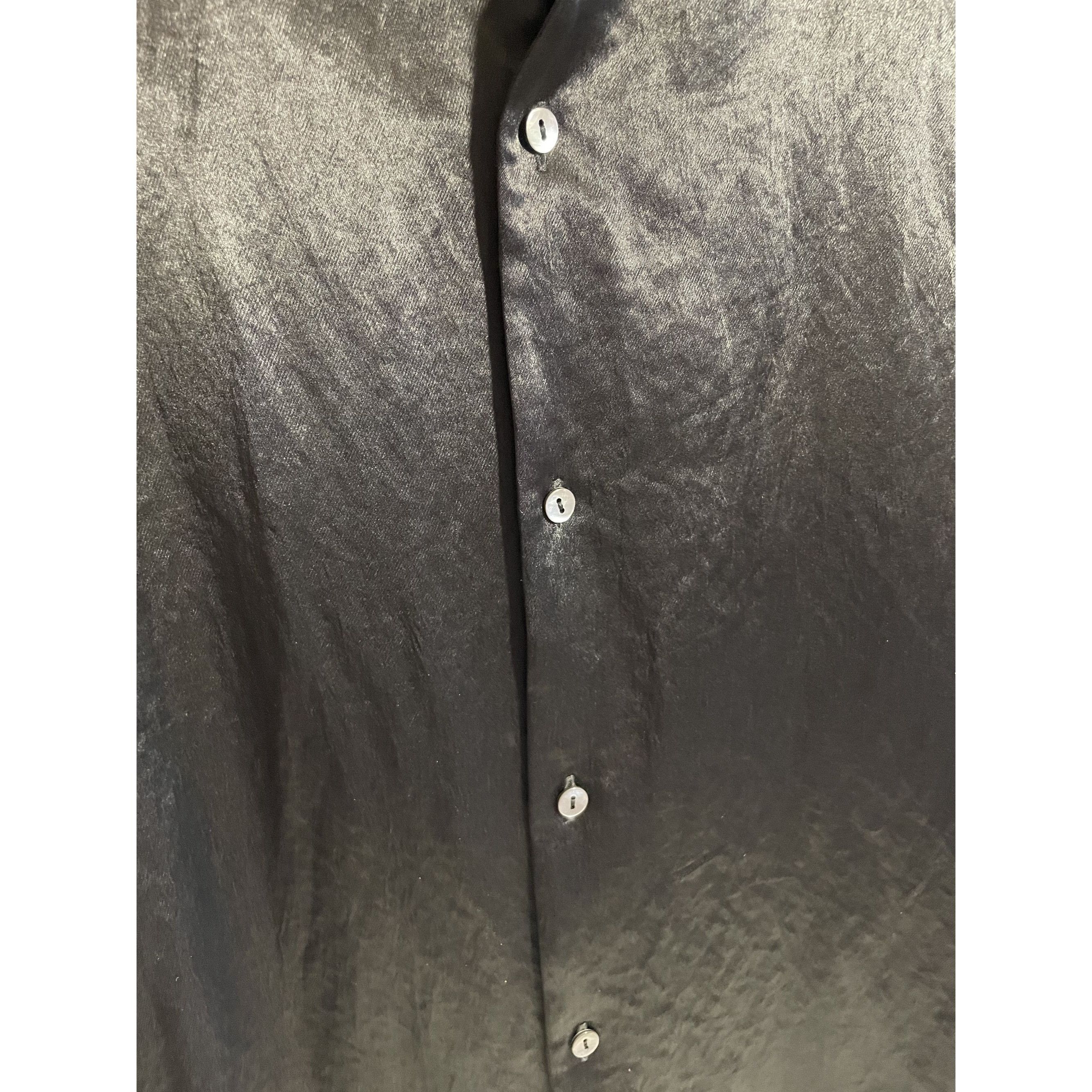 Gucci Gucci Mens Black Silk Short-Sleeve Button-Up Shirt With Embr Size US M / EU 48-50 / 2 - 8 Thumbnail