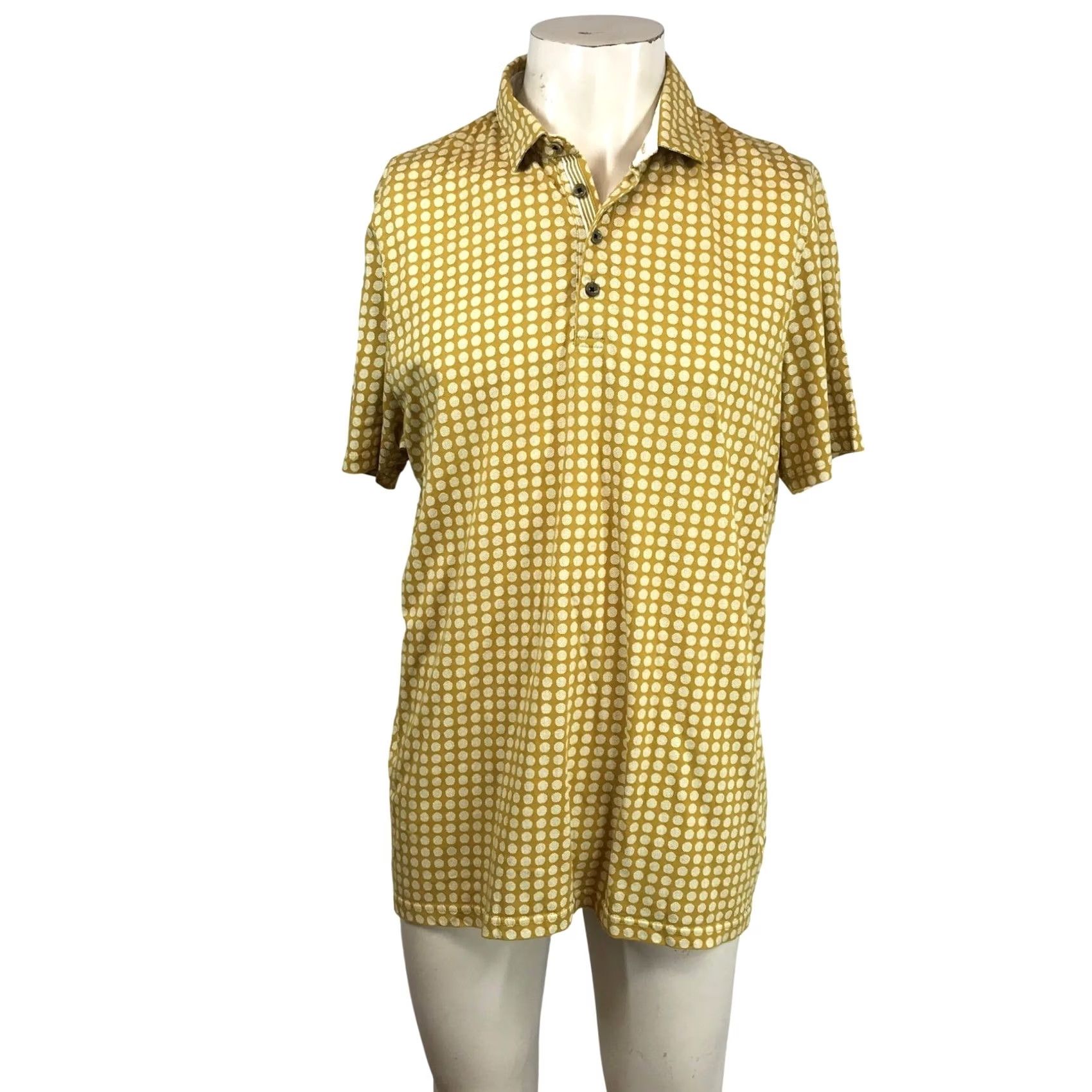 Ted Baker VINTAGE Ted Baker London Mens Mustard Yellow Polka Dot Polo Shirt Size XL Short Sleeve Size US XL / EU 56 / 4 - 2 Thumbnail