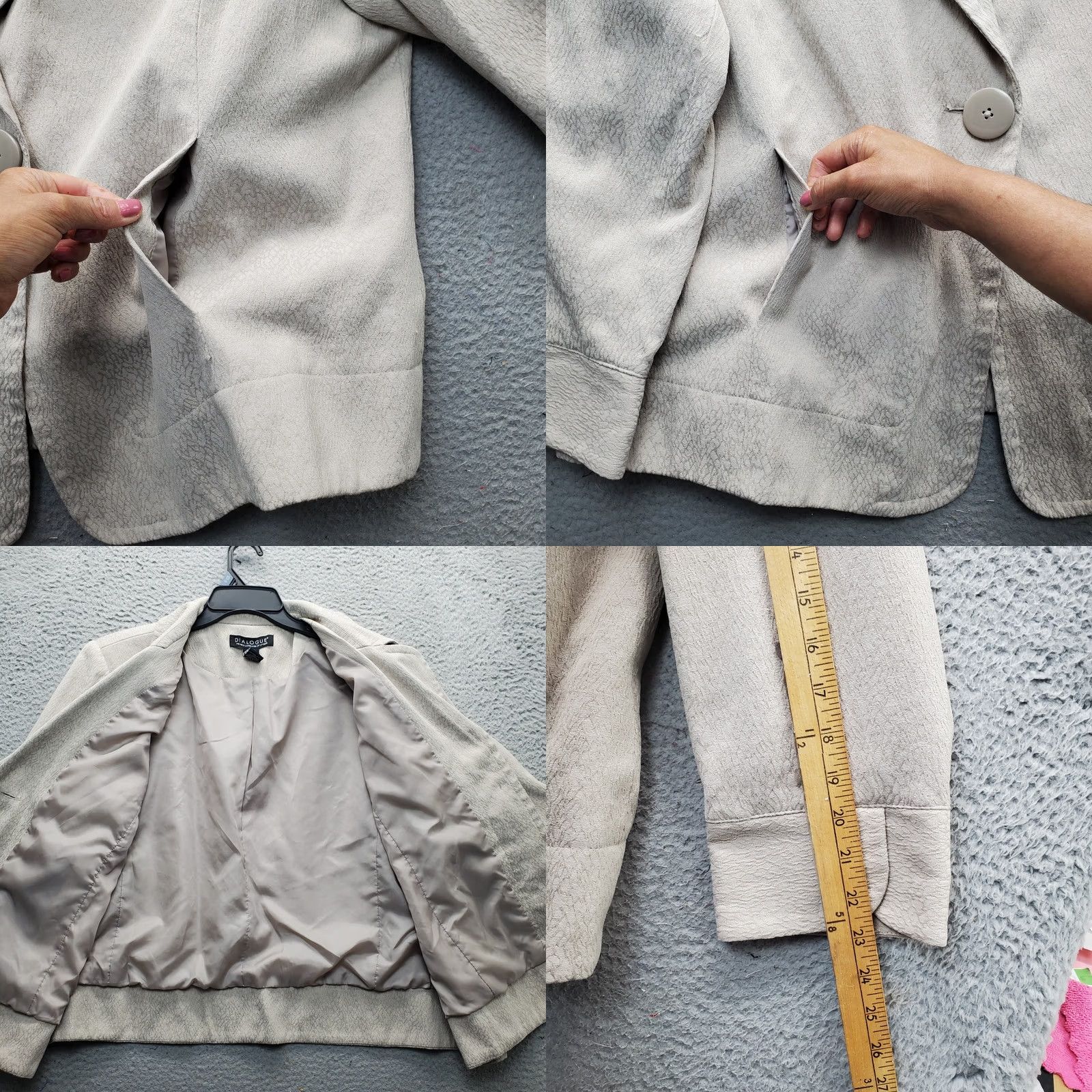 Vintage Dialogue Blazer Women 3X Multi Textured Lined Notch Lapel Single Breasted Formal Size XXL / US 16-18 / IT 52-54 - 8 Thumbnail