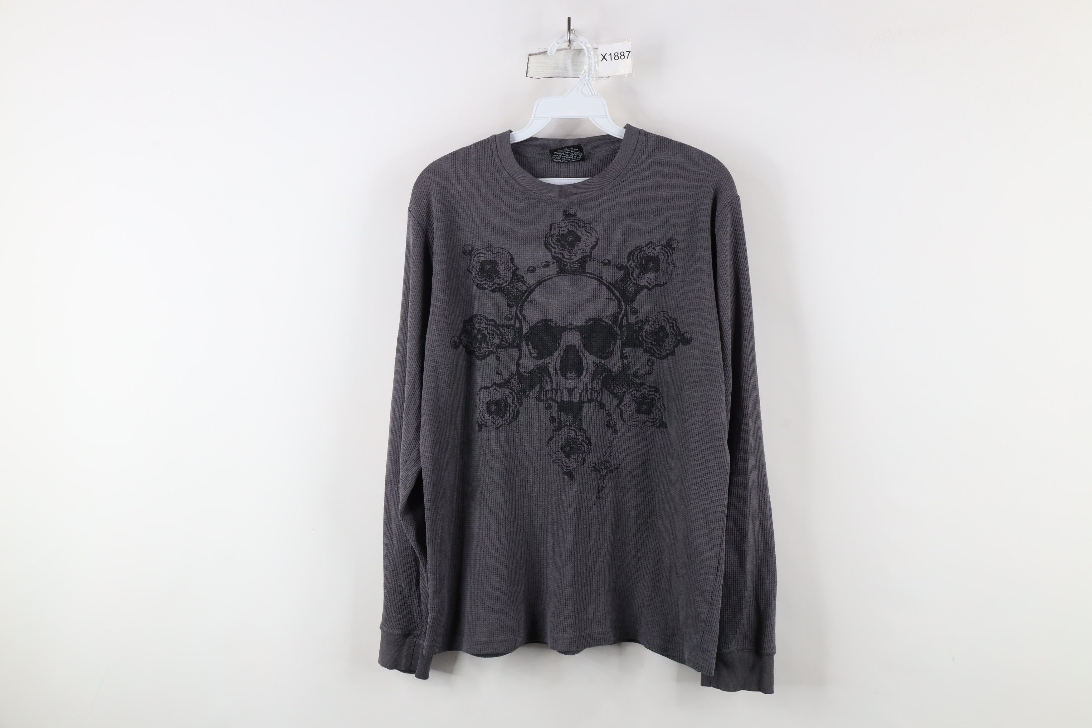 Vintage Vintage Y2K MMA Skull Cross UFC Thermal Waffle Knit T-Shirt Size US M / EU 48-50 / 2 - 1 Thumbnail