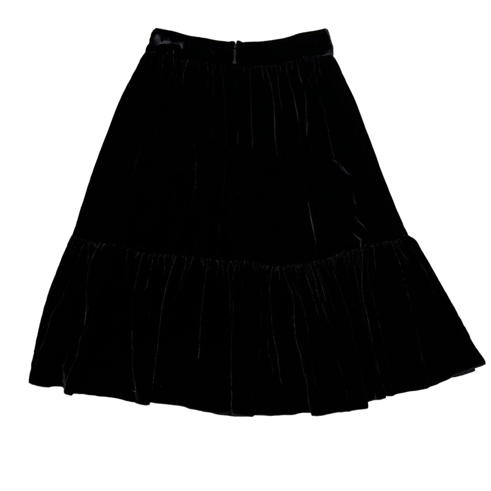 Kate Spade KATE SPADE Ruffle Front Silk Velvet Skirt Black Size 0 Size 25" / US 0 / IT 36 - 9 Thumbnail