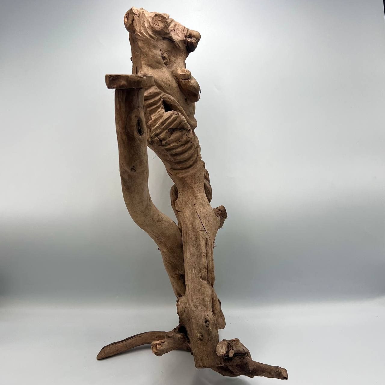 Vintage Primitive Handcrafted Scarecrow Man Figure Candlestick Wood Size ONE SIZE - 5 Thumbnail