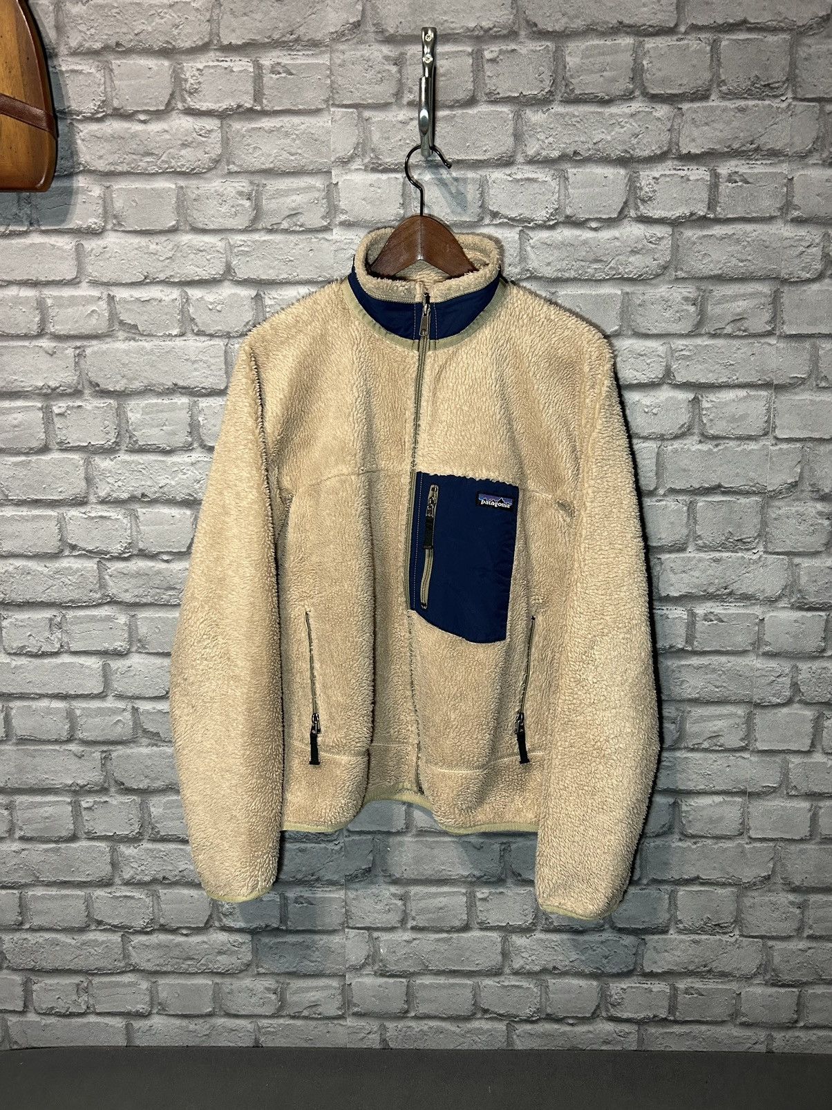 image of Vintage Patagonia Retro-X Deep Pile Fleece (Made In Usa) in Oatmeal, Men's (Size Small)