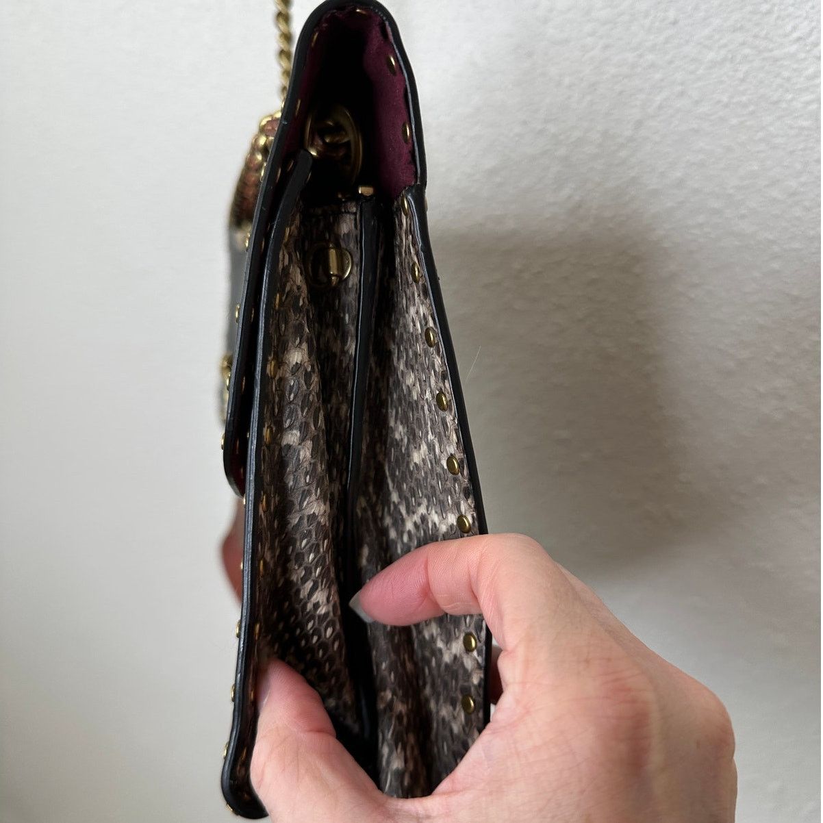Coach Vintage Coach Tea Rose Parker Bag Rivets Snakeskin Detail Size ONE SIZE - 6 Thumbnail