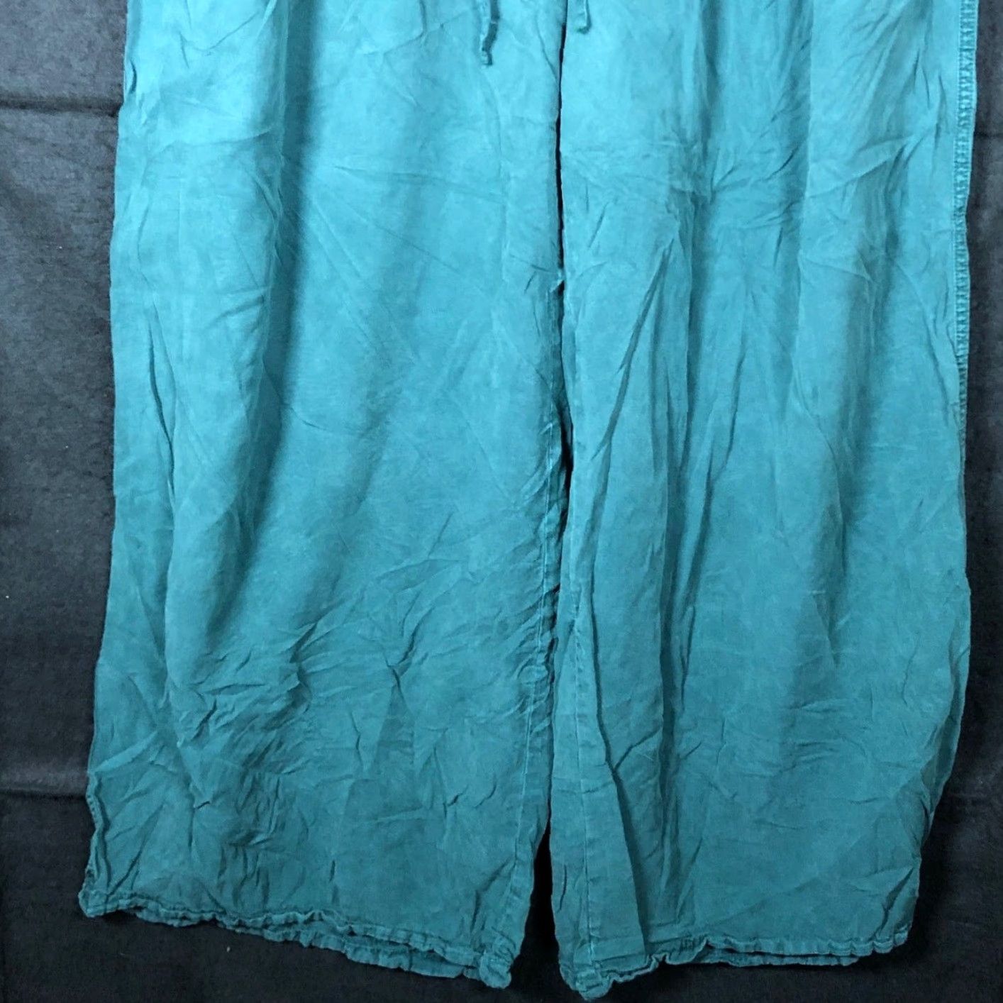 Vintage Aerie Womens Pants Dark Teal High Rise Pull On Wide Leg Paperbag Large Size 36" / US 14 / IT 50 - 3 Thumbnail