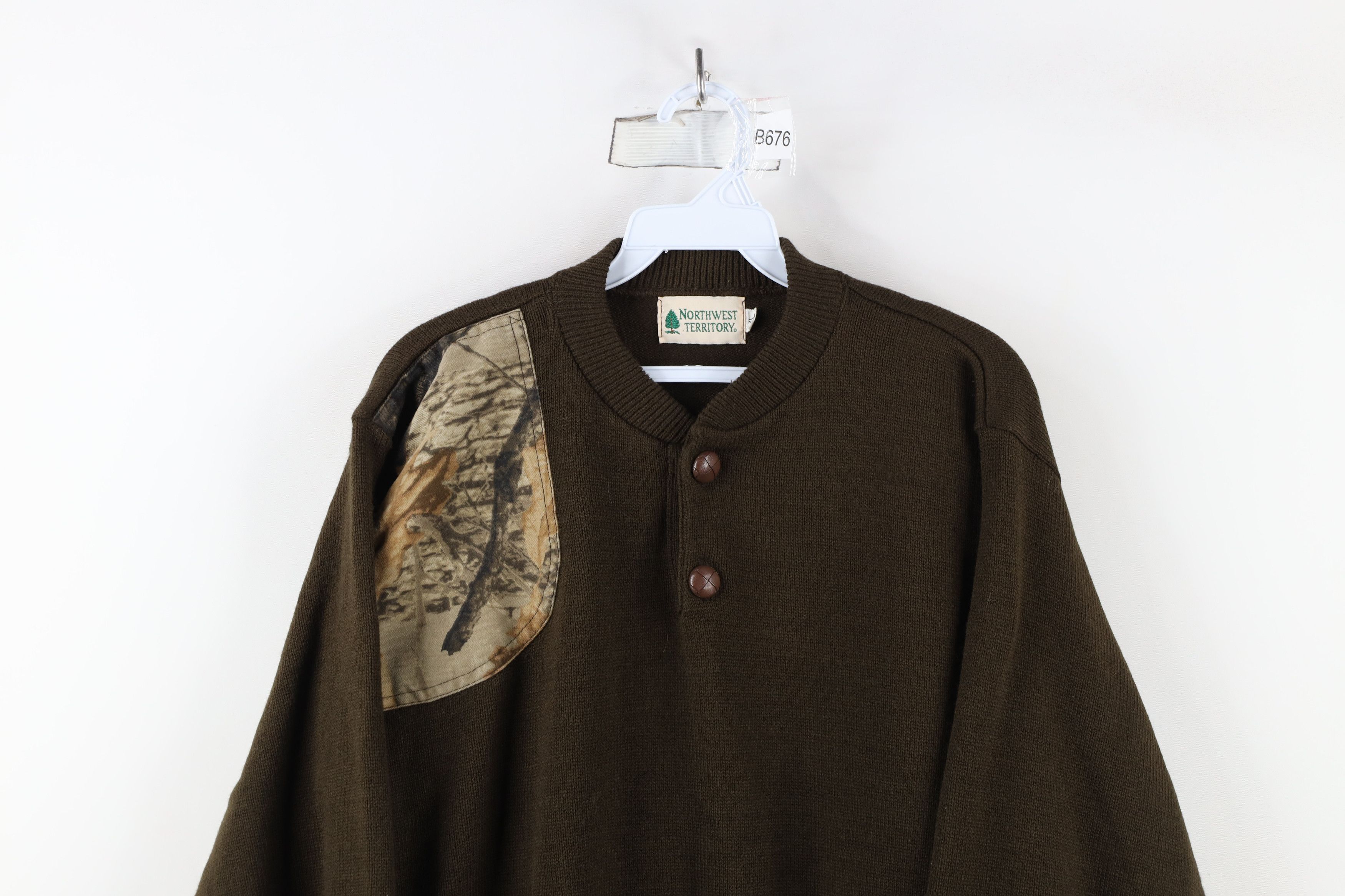 Vintage Vintage 90s Streetwear Shooting Knit Pullover Henley Sweater Size US XL / EU 56 / 4 - 2 Thumbnail