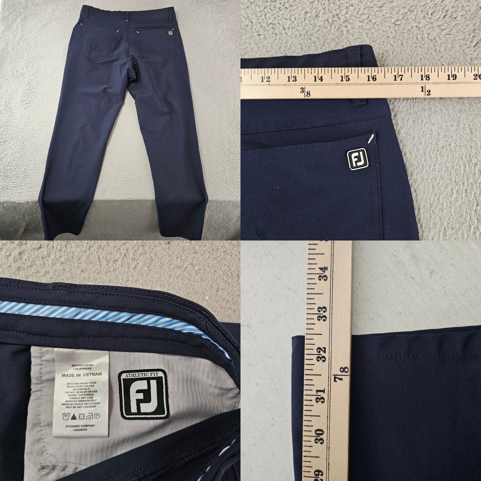 Footjoy FootJoy Pants Mens 32x32 Chino Athletic Stretch Blue 32 Regular Size US 32 / EU 48 - 8 Thumbnail