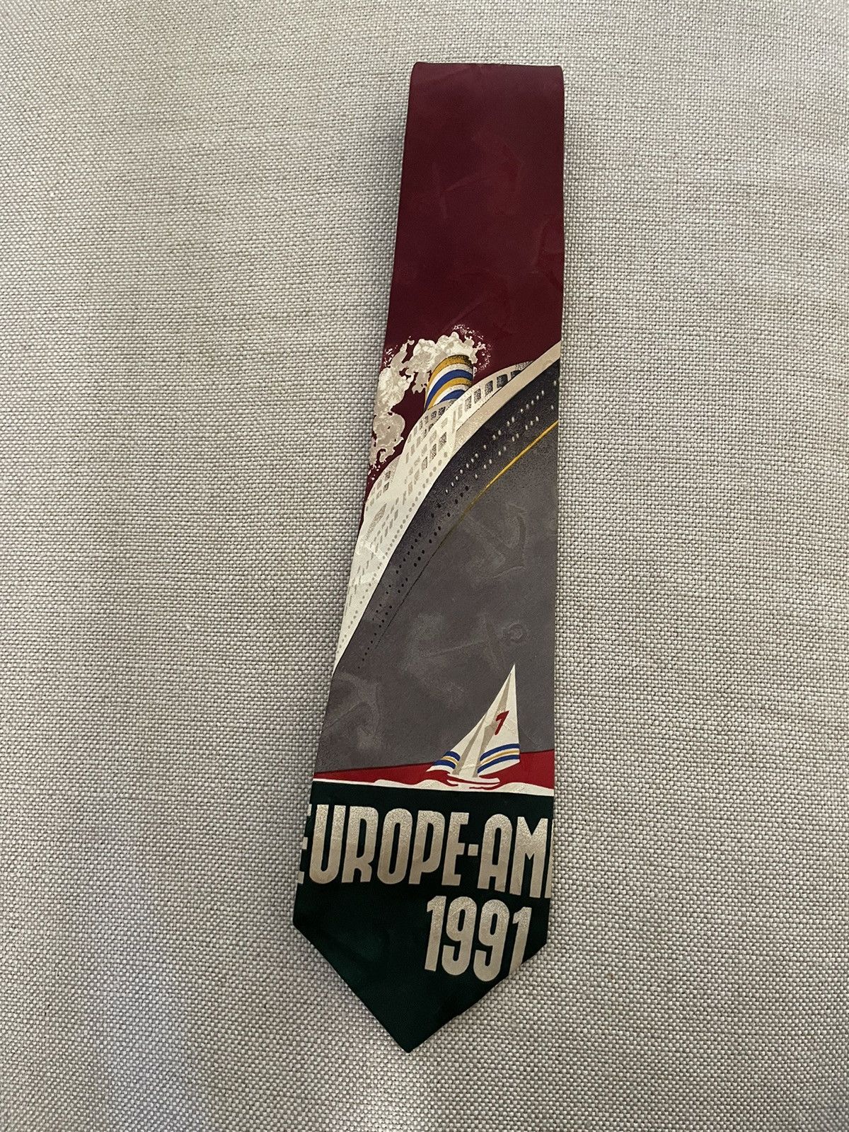 Rare 1991 Nautical Print Silk Tie
