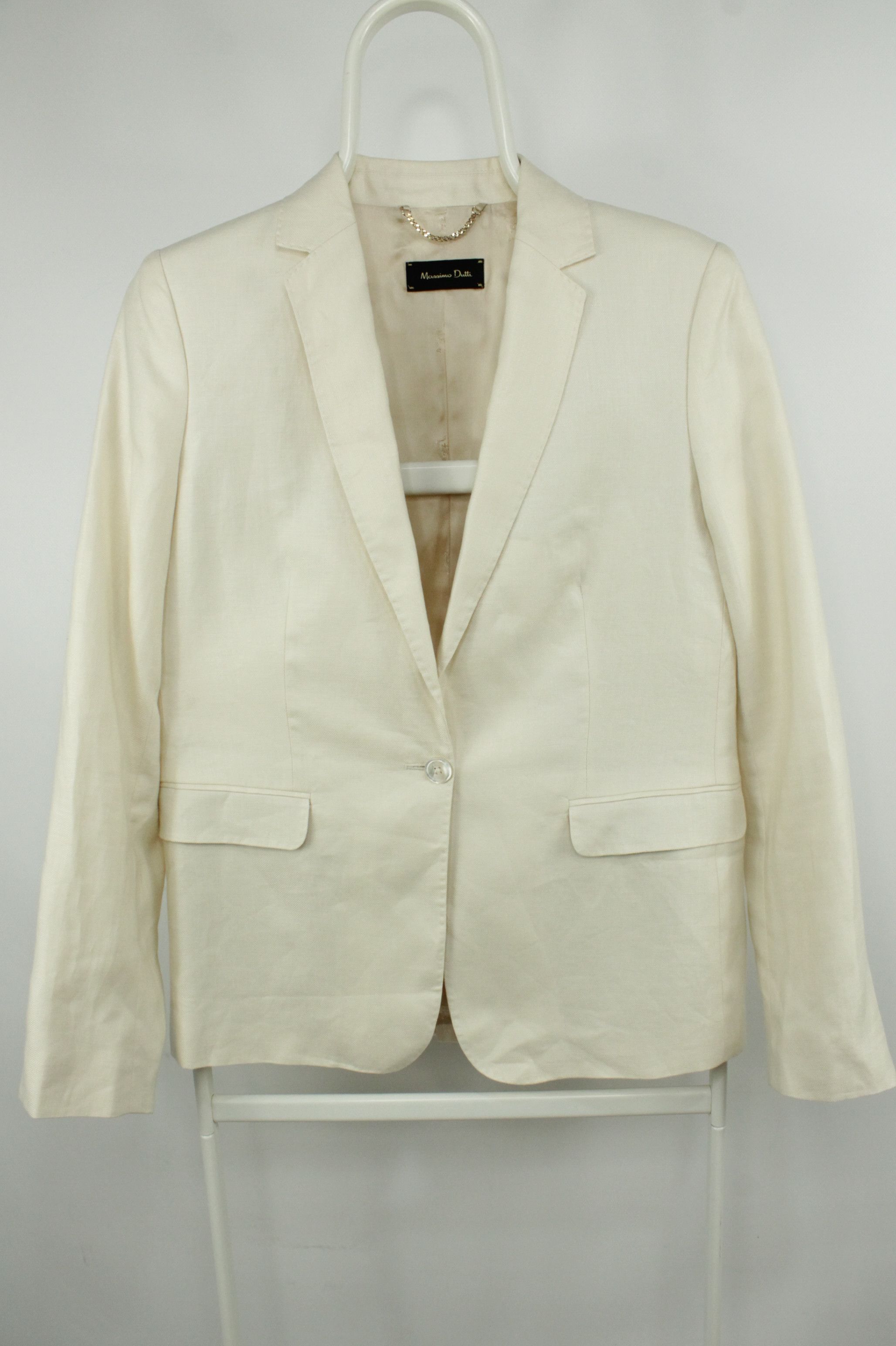 Massimo Dutti Massimo Dutti Beige Linen Tailored Blazer Jacket Women's Size M / US 6-8 / IT 42-44 - 1 Thumbnail