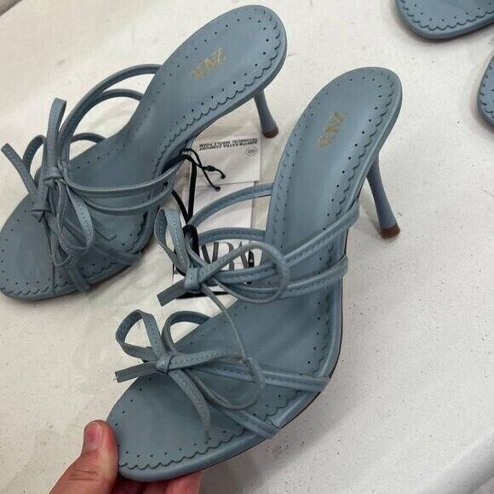 Zara ZARA women's Blue Strappy Heels NWT Size US 8 / IT 38 - 13 Thumbnail