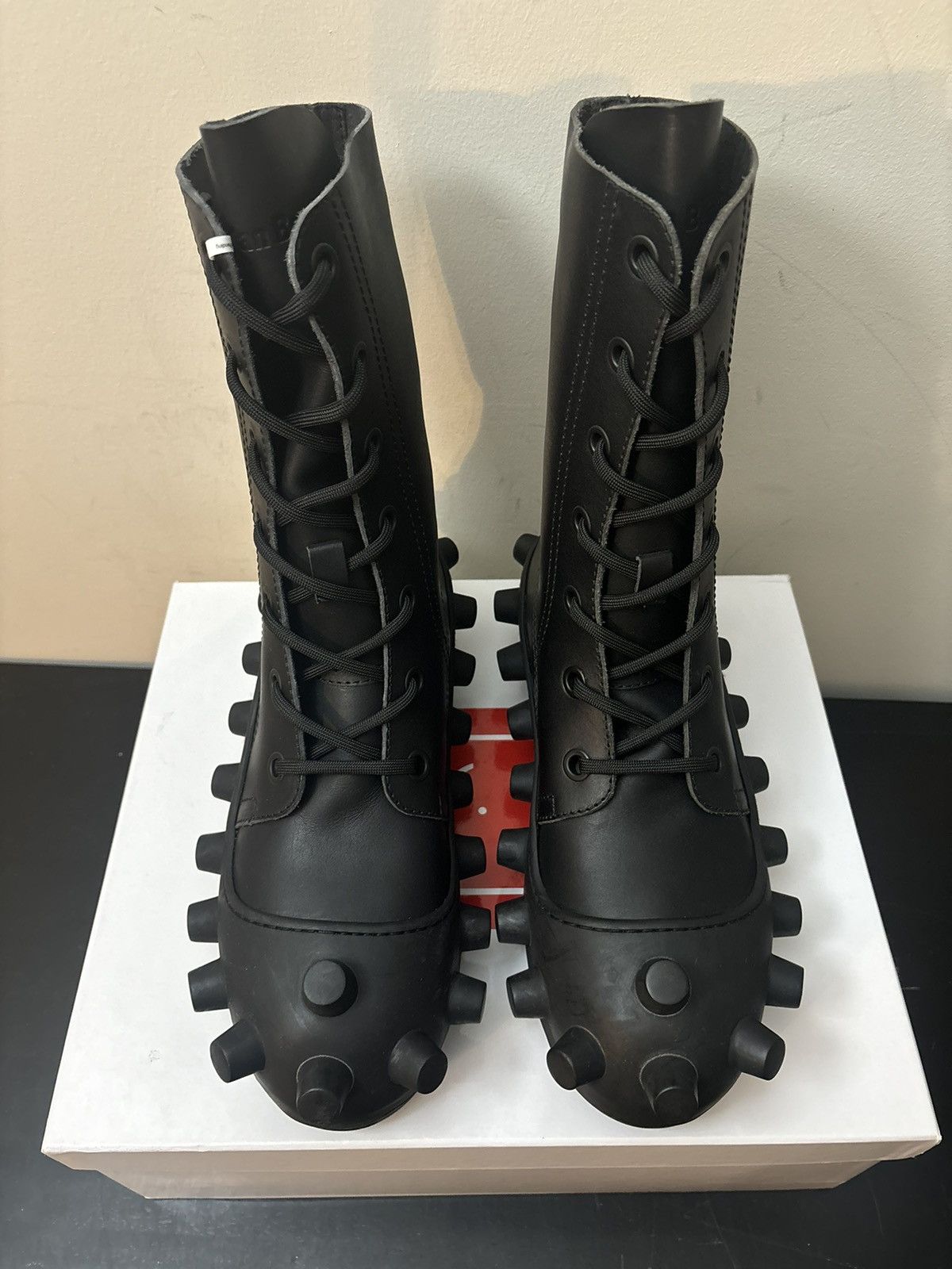 Walter Van Beirendonck Walter Van Beirendonck Boom Leather Rubber Sole Boots Black Size US 13 / EU 46 - 2 Thumbnail