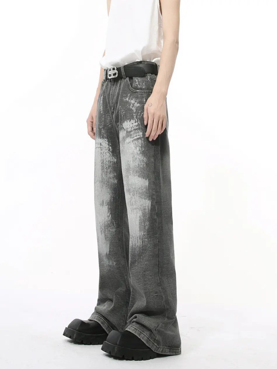 Retro loose straight leg casual painted jeans