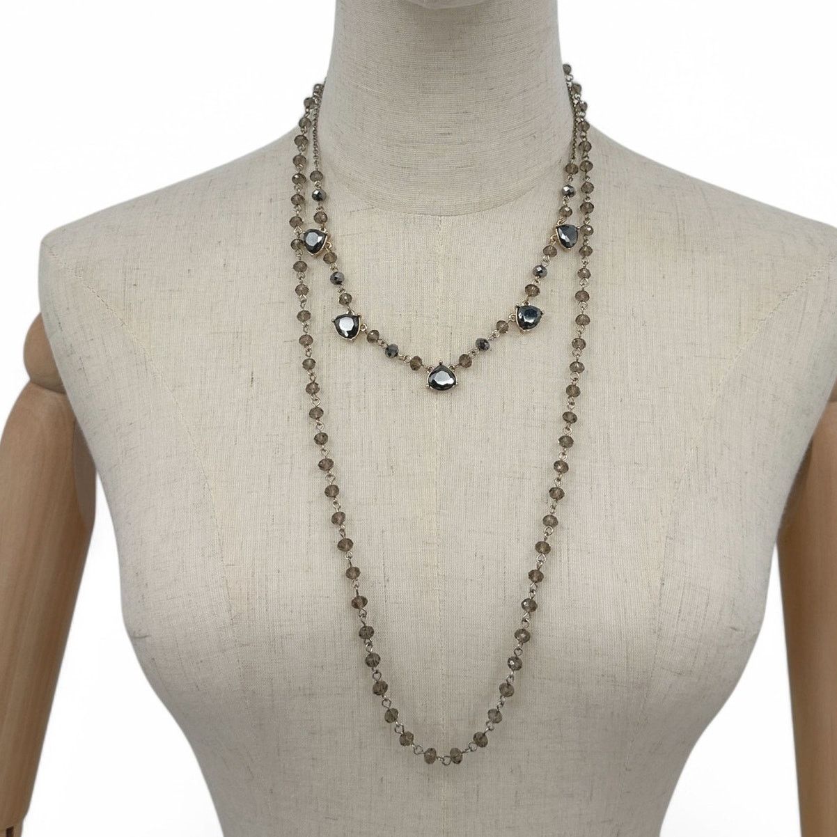 Banana Republic Banana Republic Layered Necklace Smoke Crystal Beads Size ONE SIZE - 1 Thumbnail
