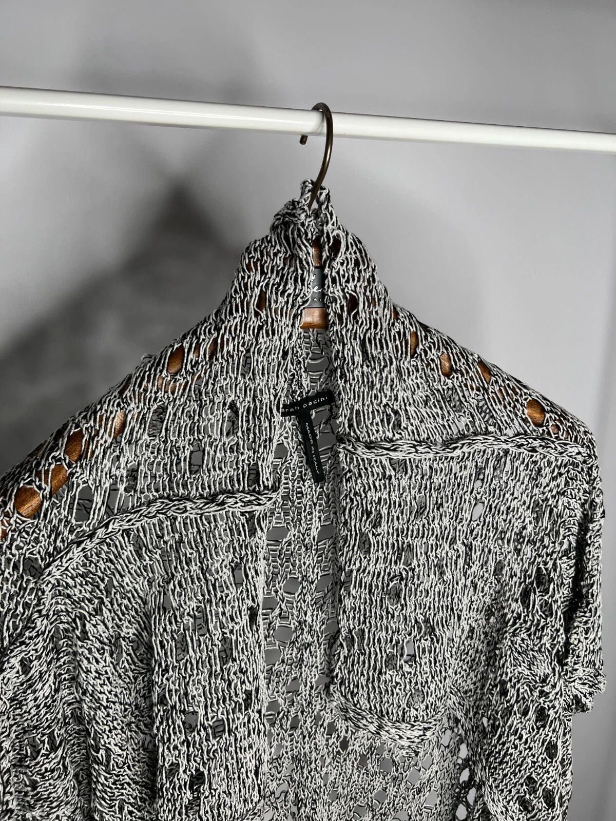 Sarah Pacini Sarah Pacini Black & White Knit Crop Top One Size Lagenlook Size ONE SIZE - 10 Thumbnail